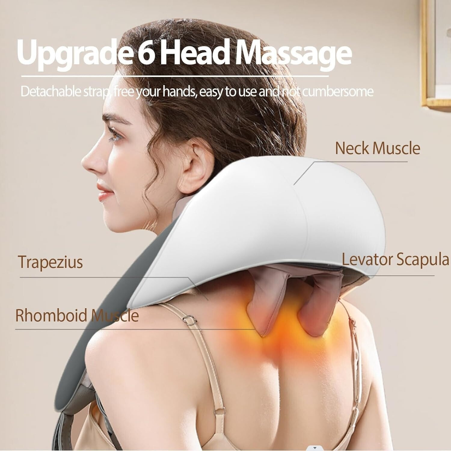 Image of NUVIO Rechargeable Neck Shoulder Massager | 5D Kneading Heat Pain Relief