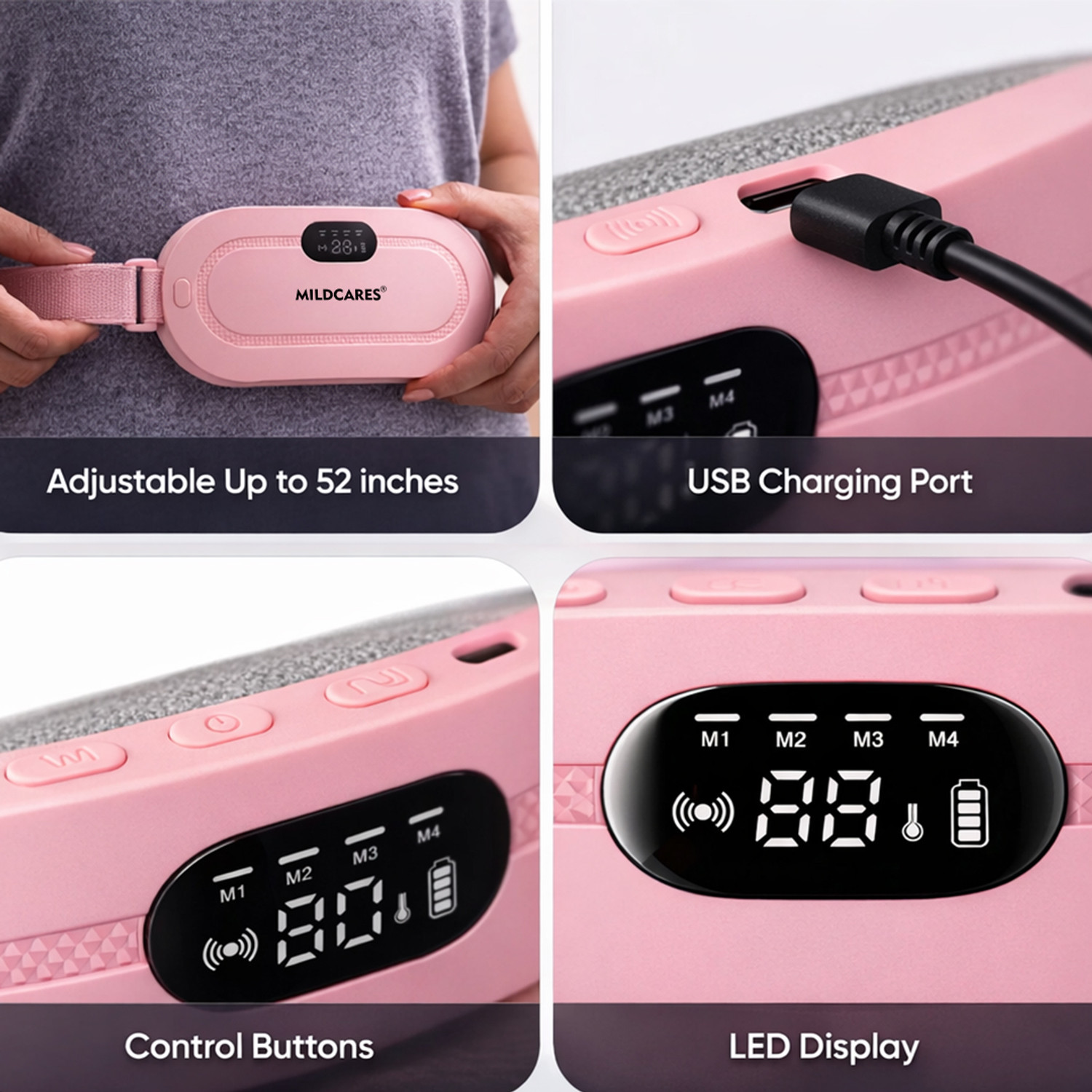 Image of MILDCARES Period Pain Relief Massager | Rechargeable Heating Pad Belt Menstrual Cramp Belt Plaster & Patch