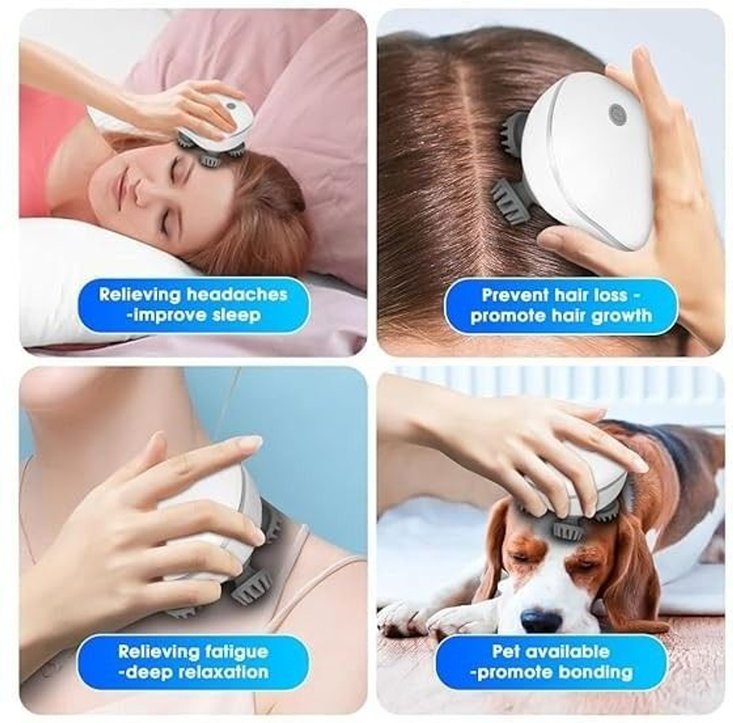Image of NUVIO Head Massager Electric Scalp Massager 4 Removable Massage Claws Rechargeable