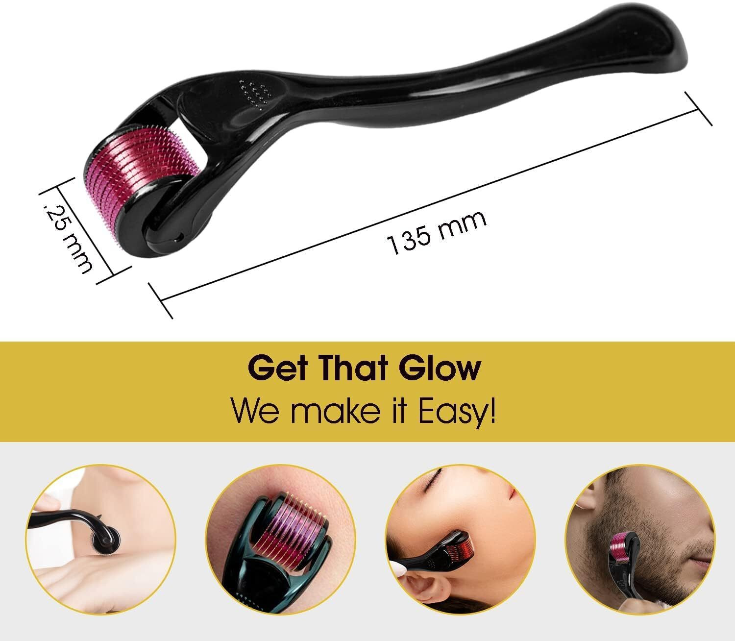 Image of LYCWANE Derma Roller with Disinfectant | With 540 Titanium Alloy Needles | Promotes Beard | Hair Growth