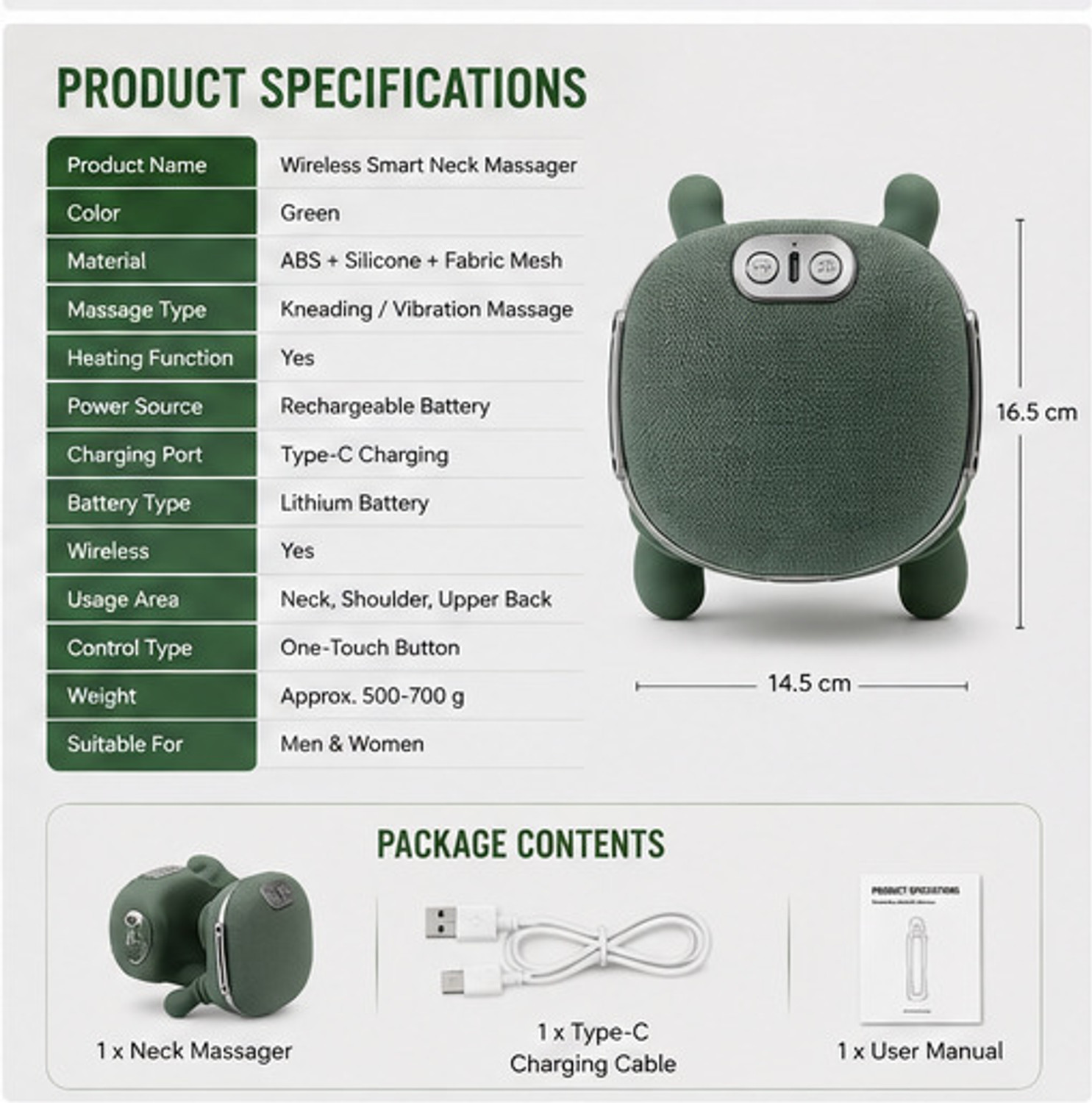 Image of HouseOfCommon Shoulder Massager,Heat for Pain Relief, Muscle Relaxation & Stress Reduction 2