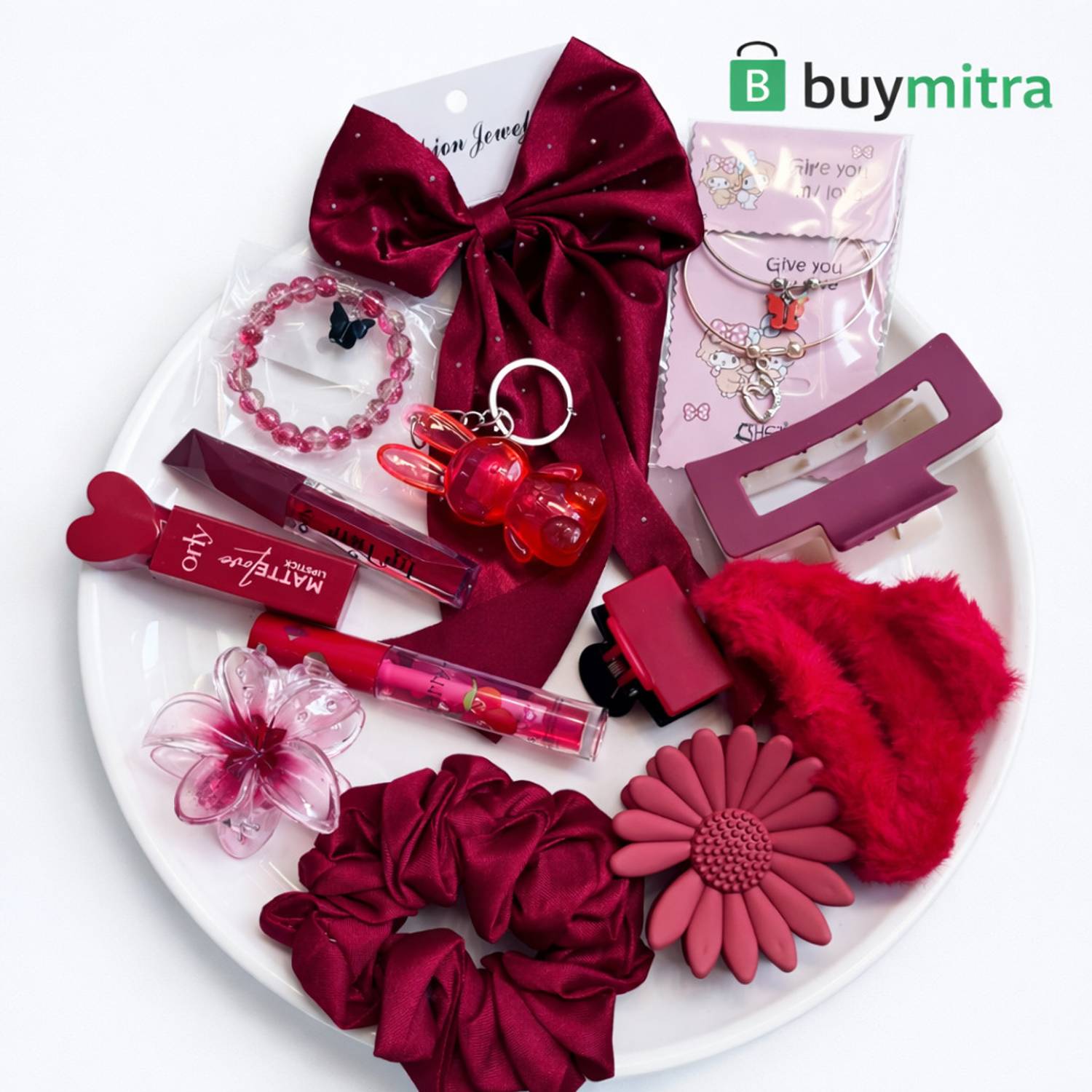 BuyMitra Princess Hair Combo 14 Red Hair Accessory Set