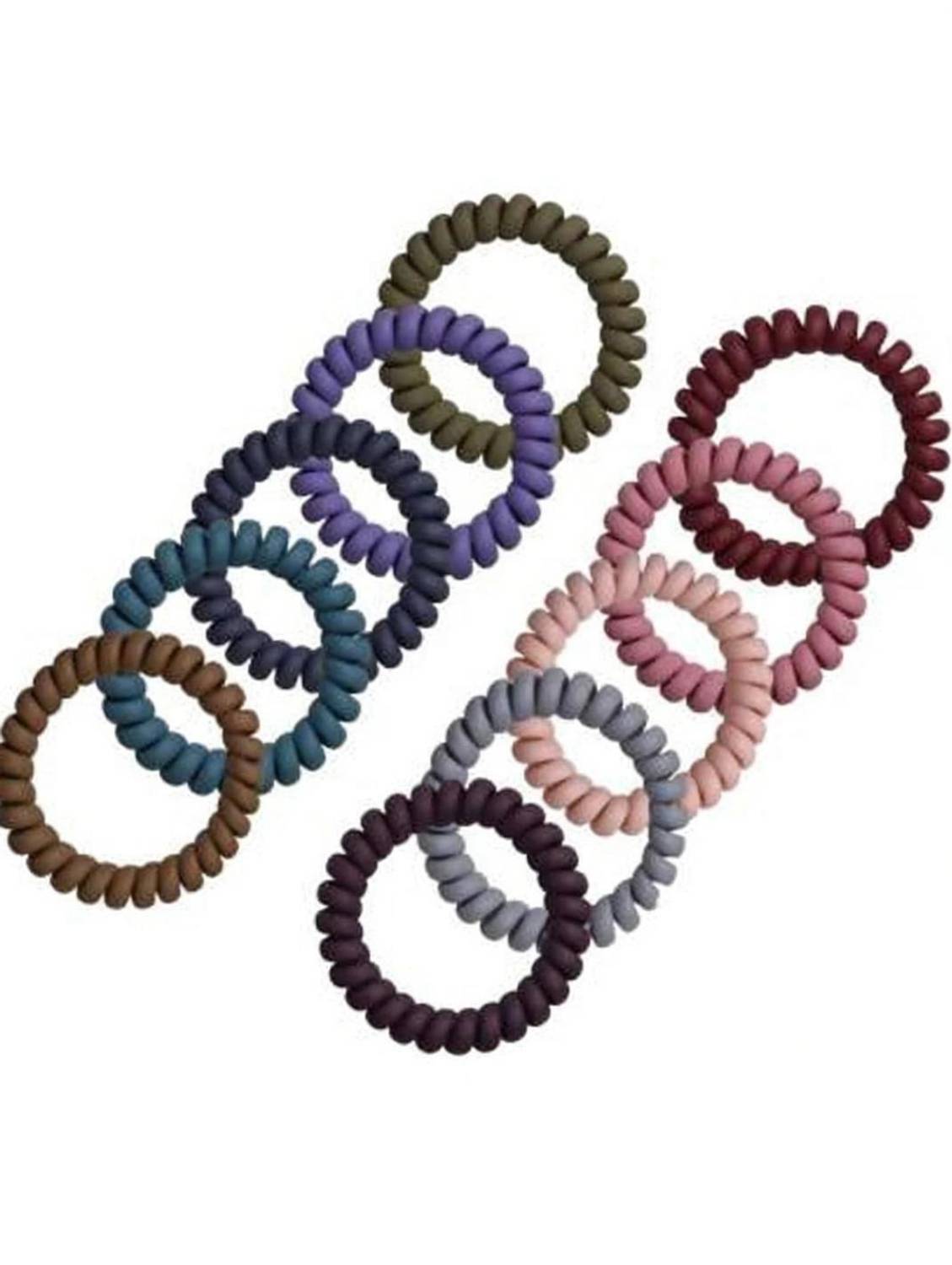 Kotttykotty 10 Pcs Spiral matt color Wire Ponytail Hair Band For Girls Women Rubber Band