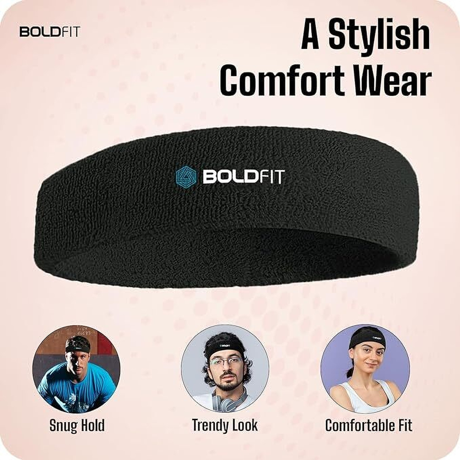 Image of BOLDFIT Gym Headband for Men and Women - Sports Headband for Workout & Running Head Band