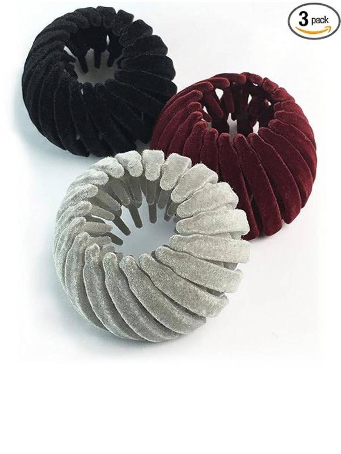 A2ZSMART Velvet Spiral Donut Hair Claw Clips for Women | Pack of 2, Multicolor Hair Claw