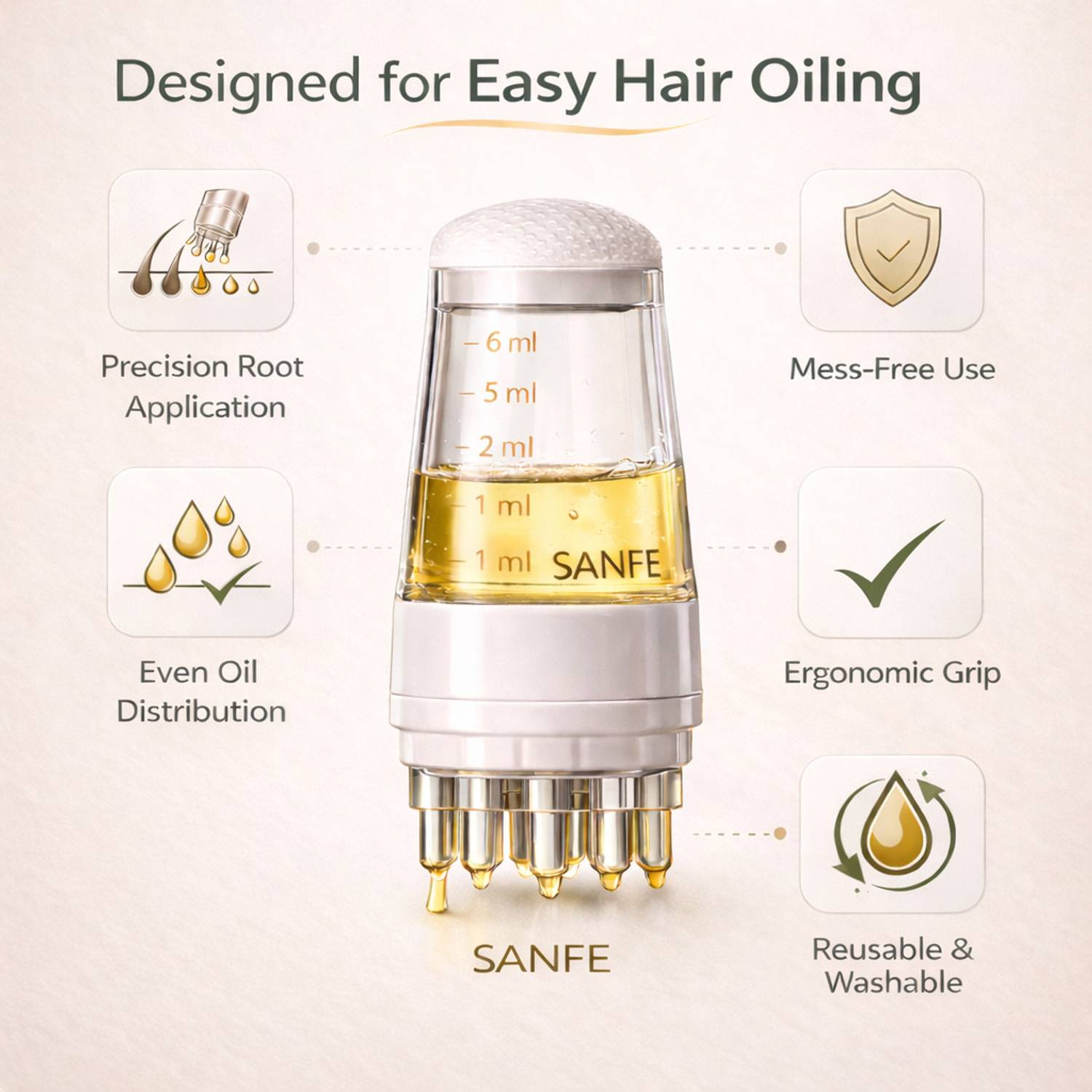 Sanfe Oil Applicator Bottle for Hair Oiling - Image 3