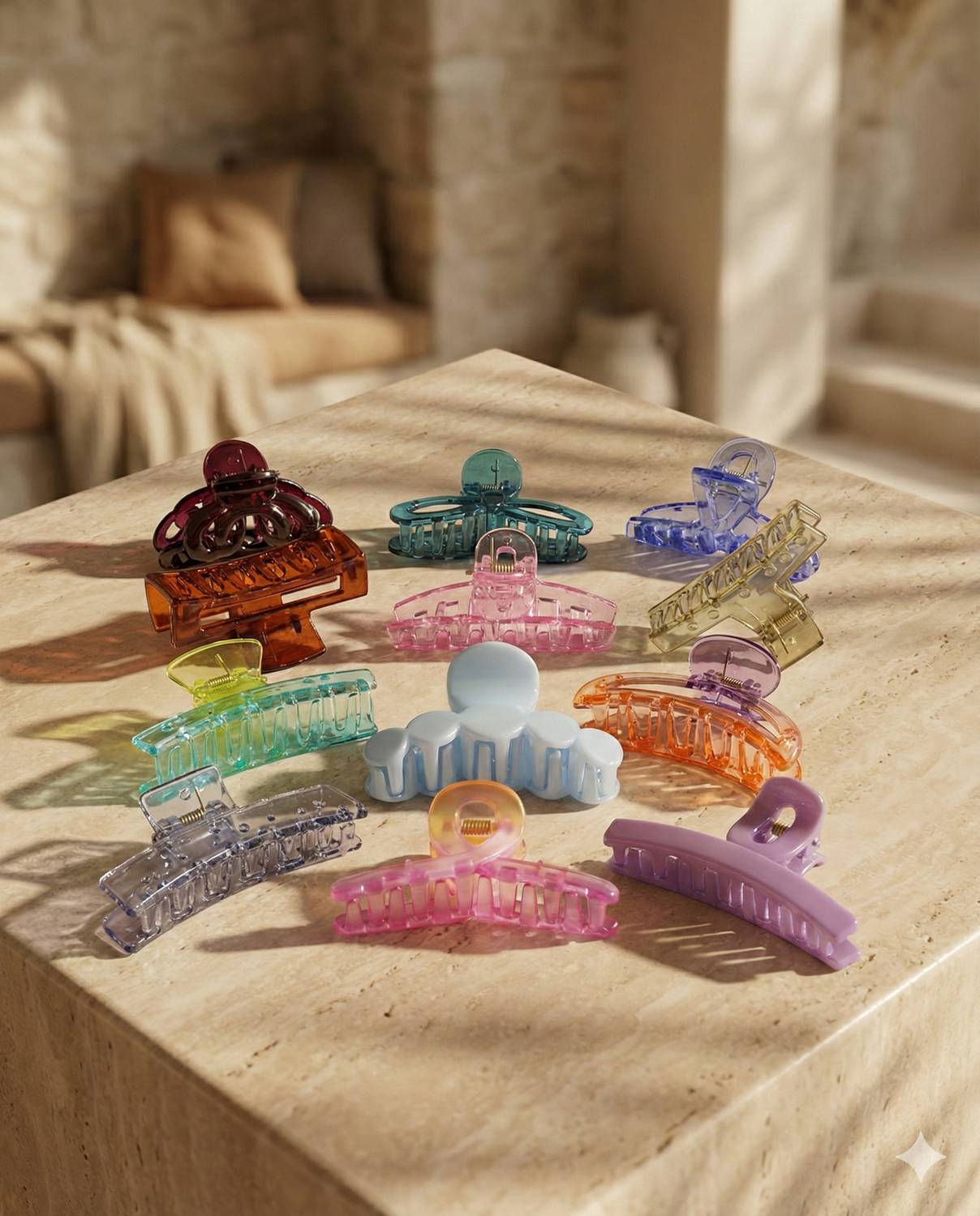 BELLO TOKO 12 Pcs Korean Style Multicolor Hair Claw Clips Combo, Clutcher for Women & Girls Hair Claw