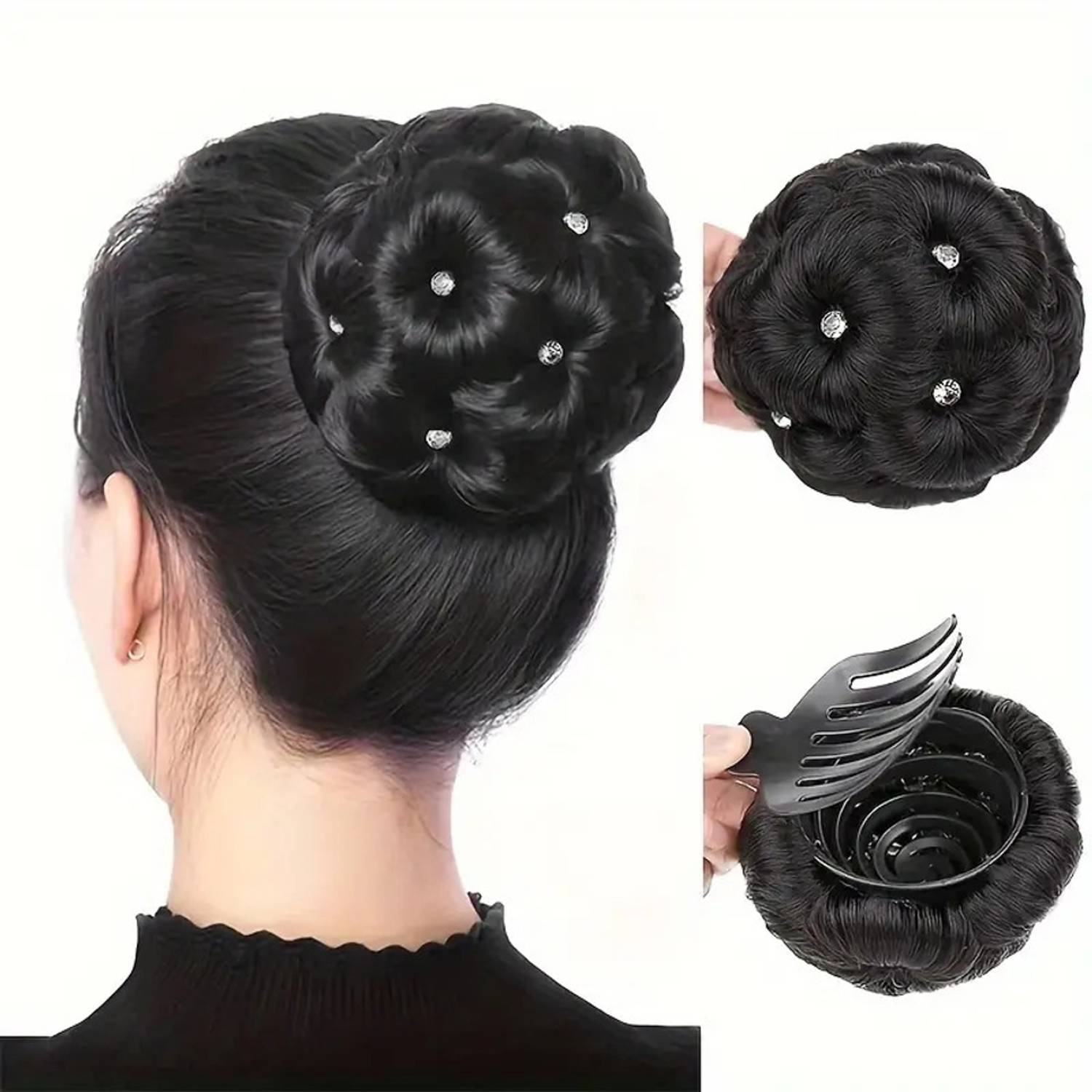 BEING BELLA 1 Pcs Hair Clutchers Juda Bun With Hair Extension Natural Black For Women Bun
