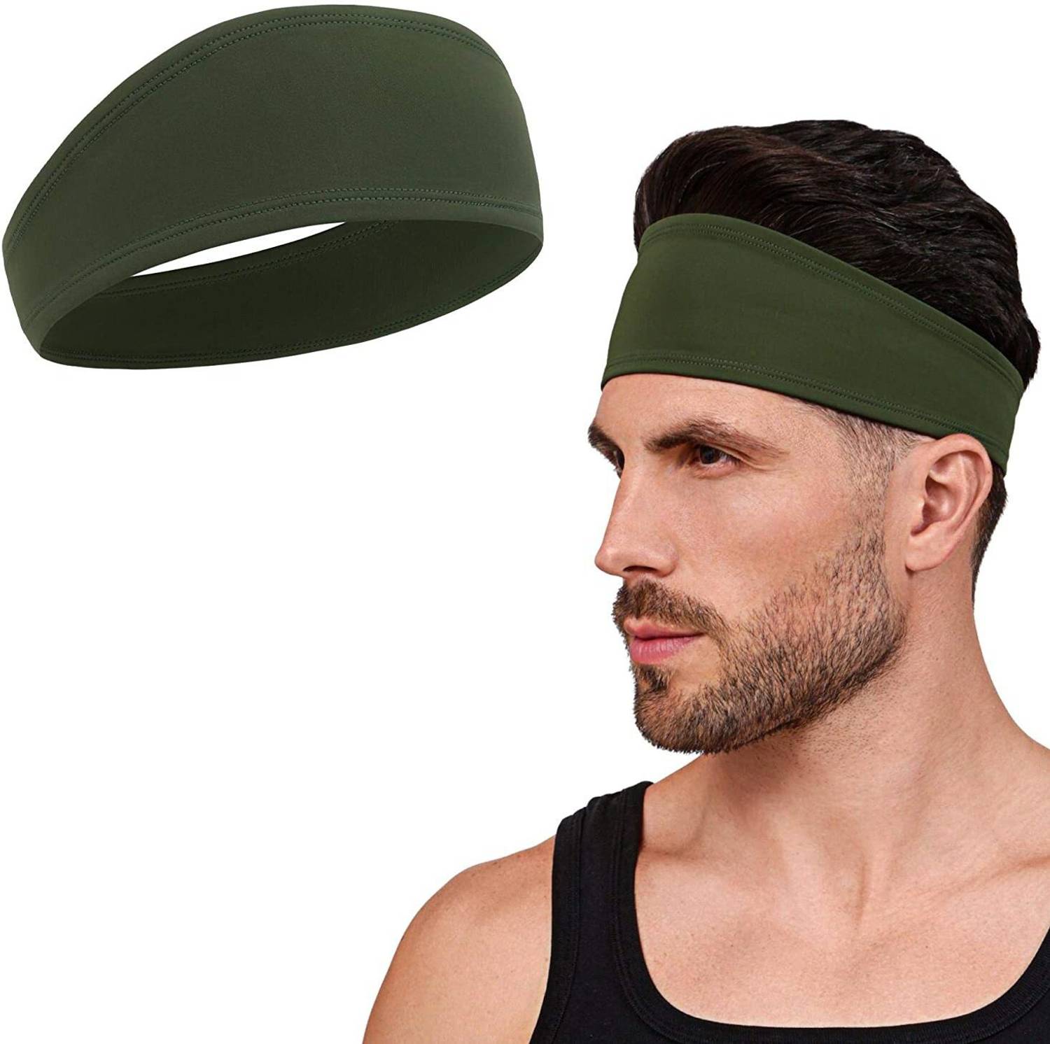 Bismaadh Mens Headband - Running Sweat Head Bands for Sports - Athletic Sweatbands for Workout/Exercise, Tennis & Football - Ultimate Performance Stretch & Moisture Wicking Head Band
