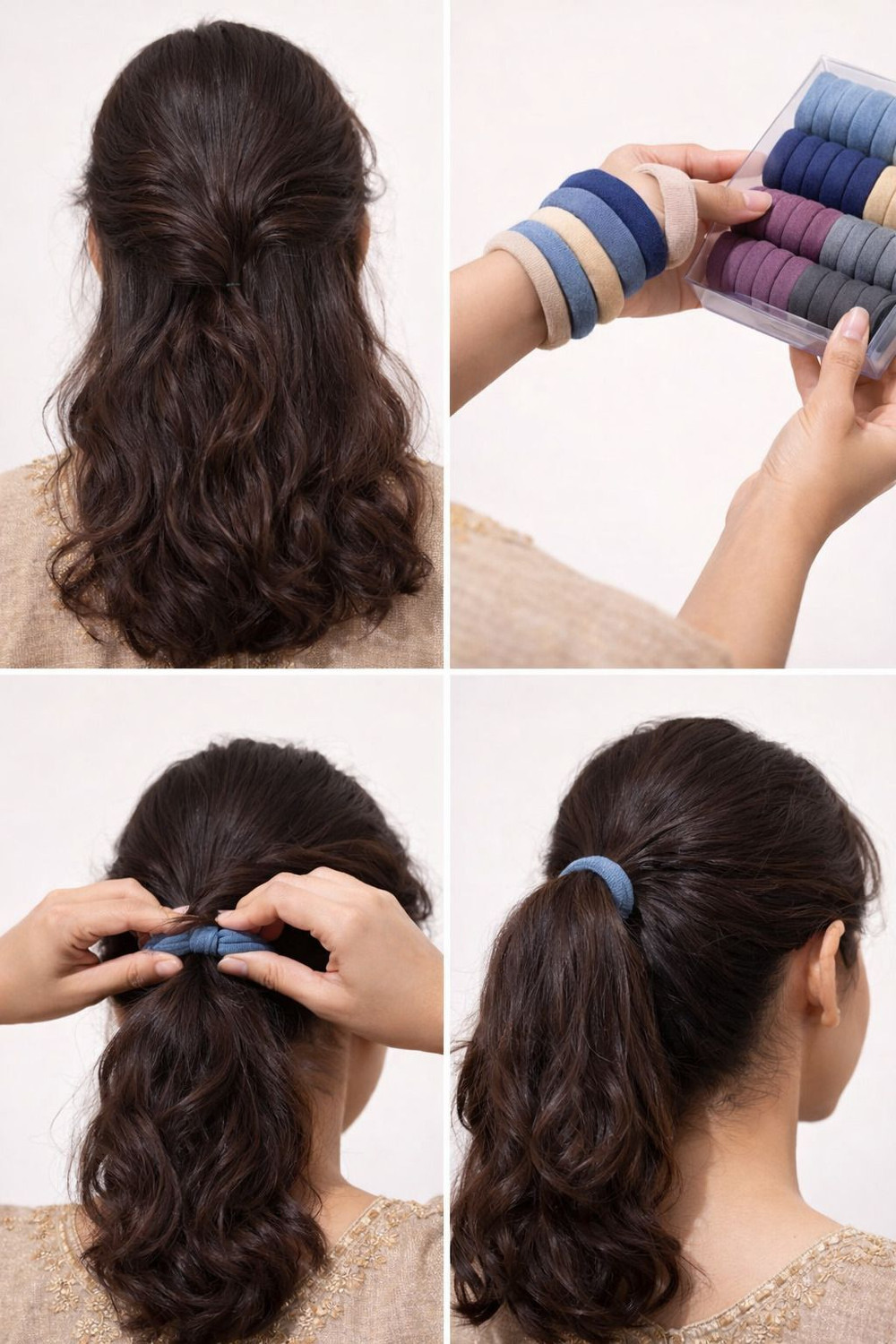 Image of house of common 30 PC Ponytail Stretchable Dark Colors Hair Bands For Women Rubber Band