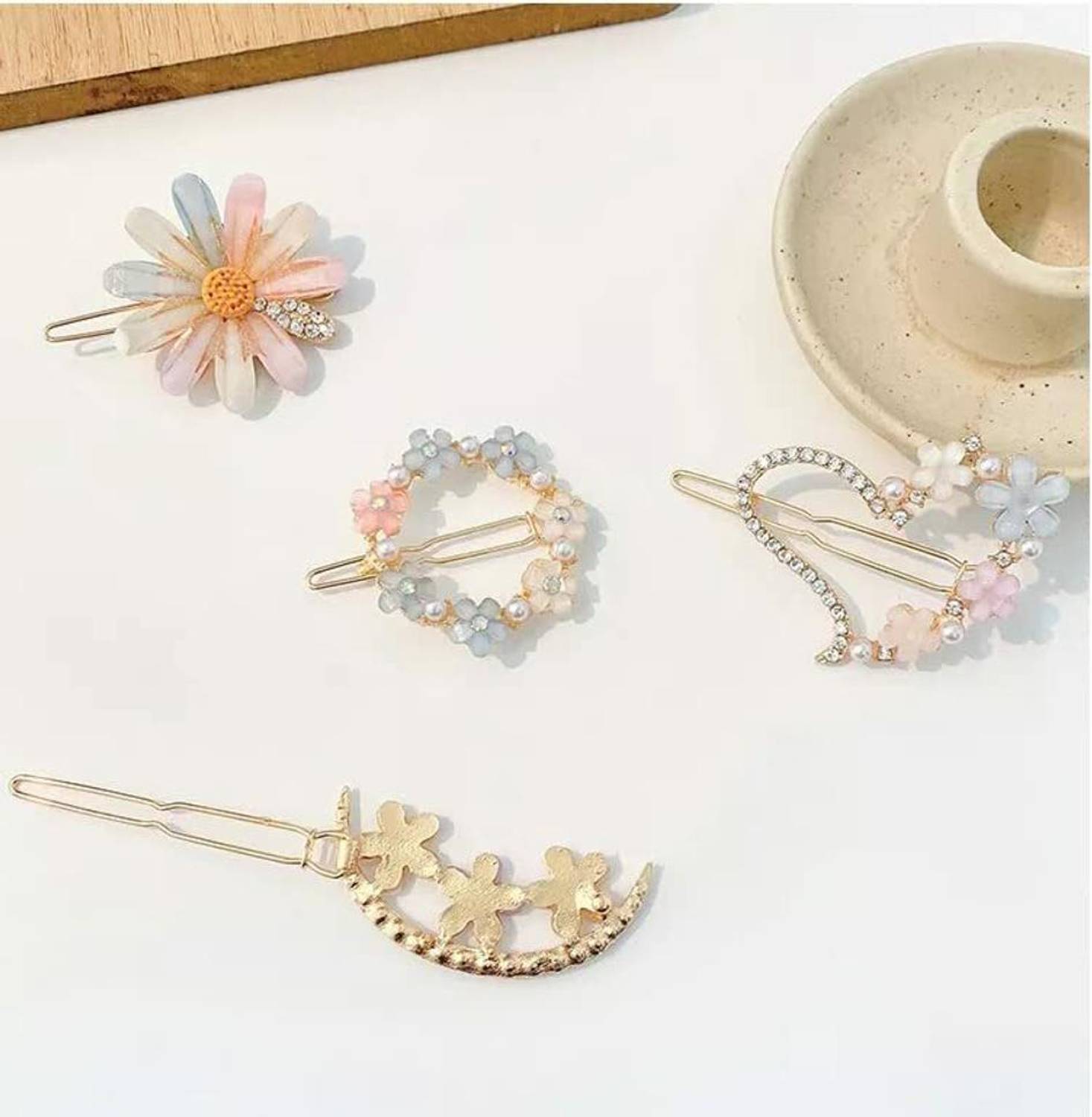 APSAMBR Hair Metal Hairpin Clip Side Clip Hair Accessories for girls 4 PCS Hair Pin