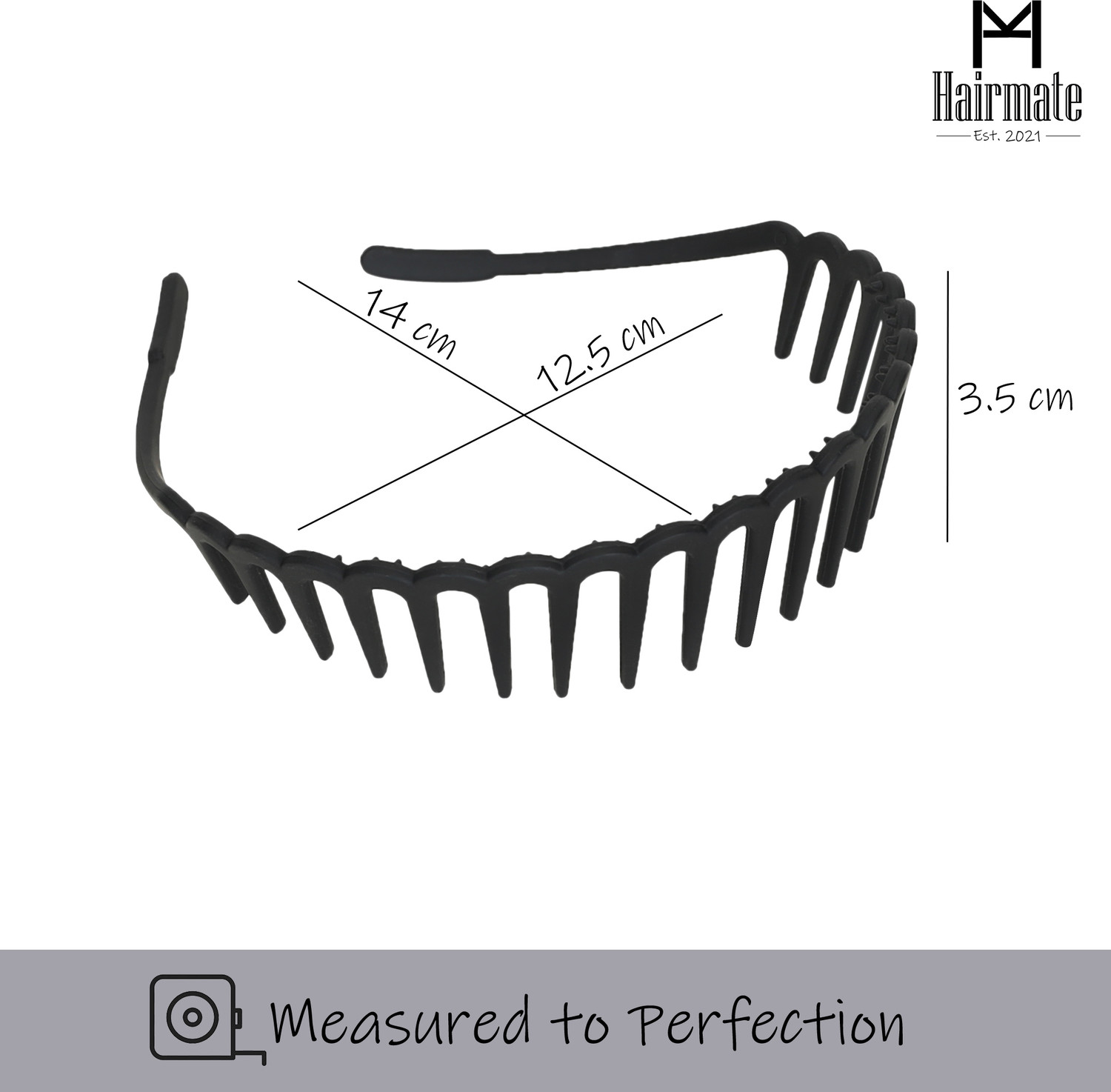 Image of Hairmate Unisex Combed Crown /Shark Teeth bands I 2 Non Breakable Plastic Black Hair Bands Hair Band