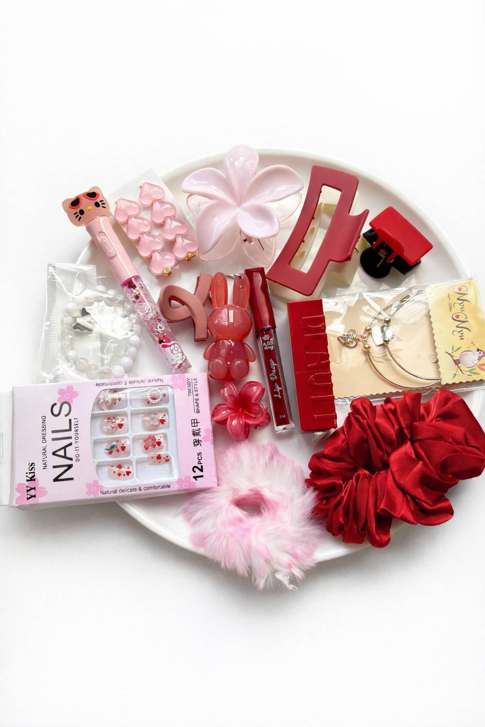 BuyMitra Premium Hair & Beauty Accessories Gift Combo for Women – Pack of 15 hair combo