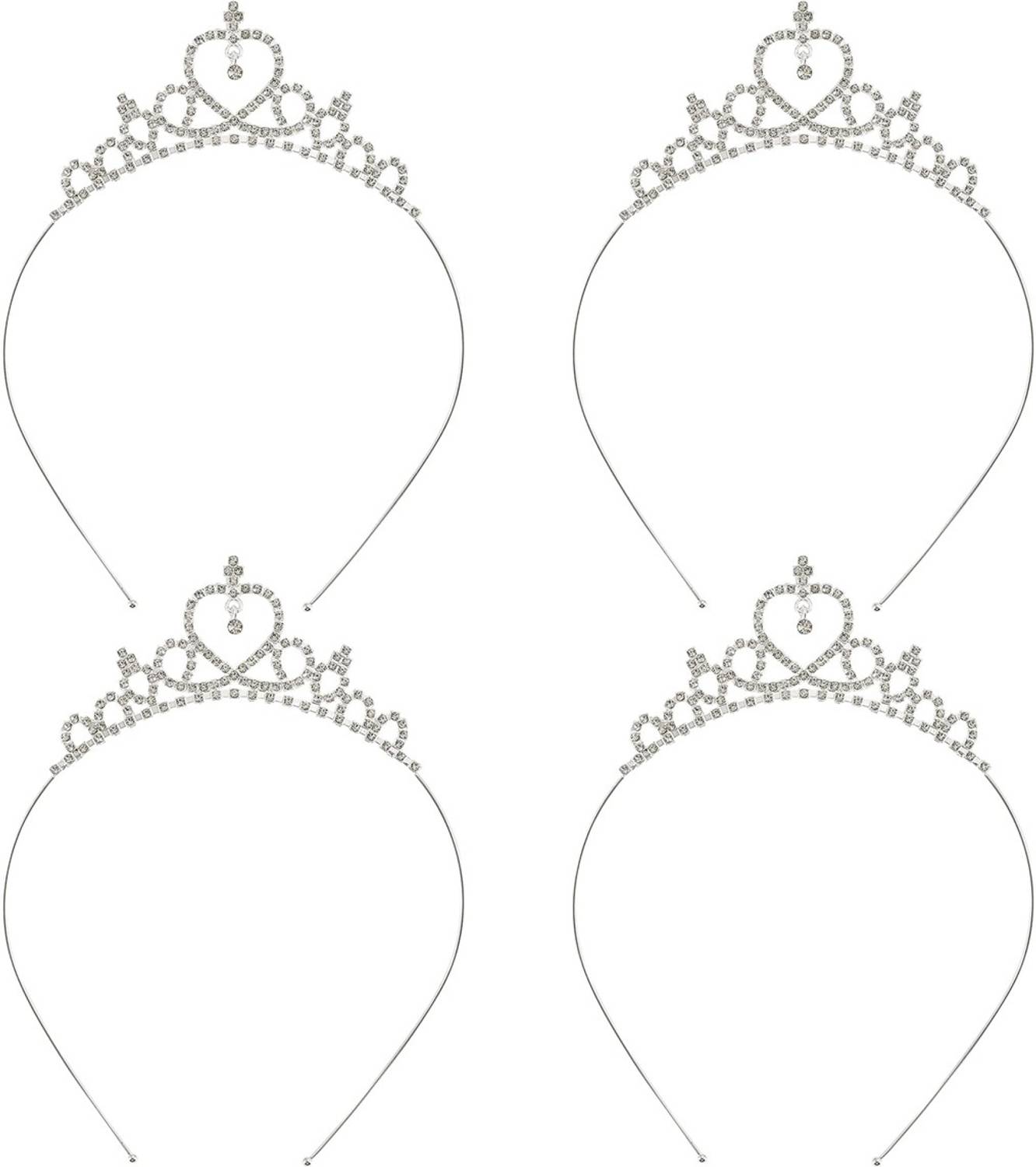 beyter Beautiful Silver Tiara 4 Pcs Pretty Princes Crown for Girls Head Accessories Head Band