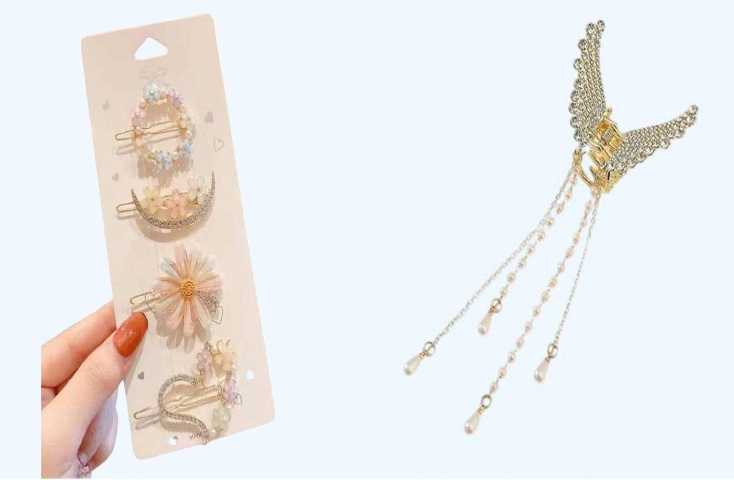 AALIYA INTERNATIONAL Stone Hair Back Clip Pin and Buterfly clutcher for Women/Girls Hair Pin