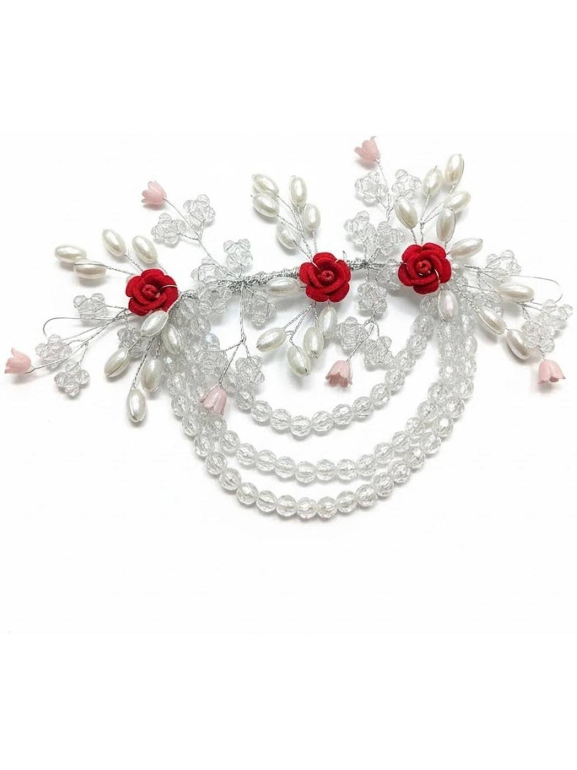 ADVISHI WHITE RED TIARA Hair Accessory Set