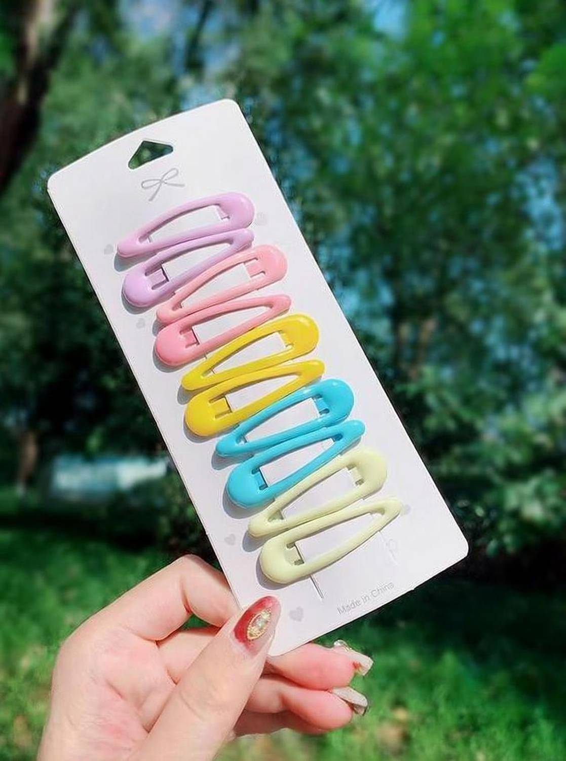 ASG 10 Pcs Snap Matte Finish Metal Tic Tac Hair Clips, No Slip Cute Candy Color Tic Tac Clip