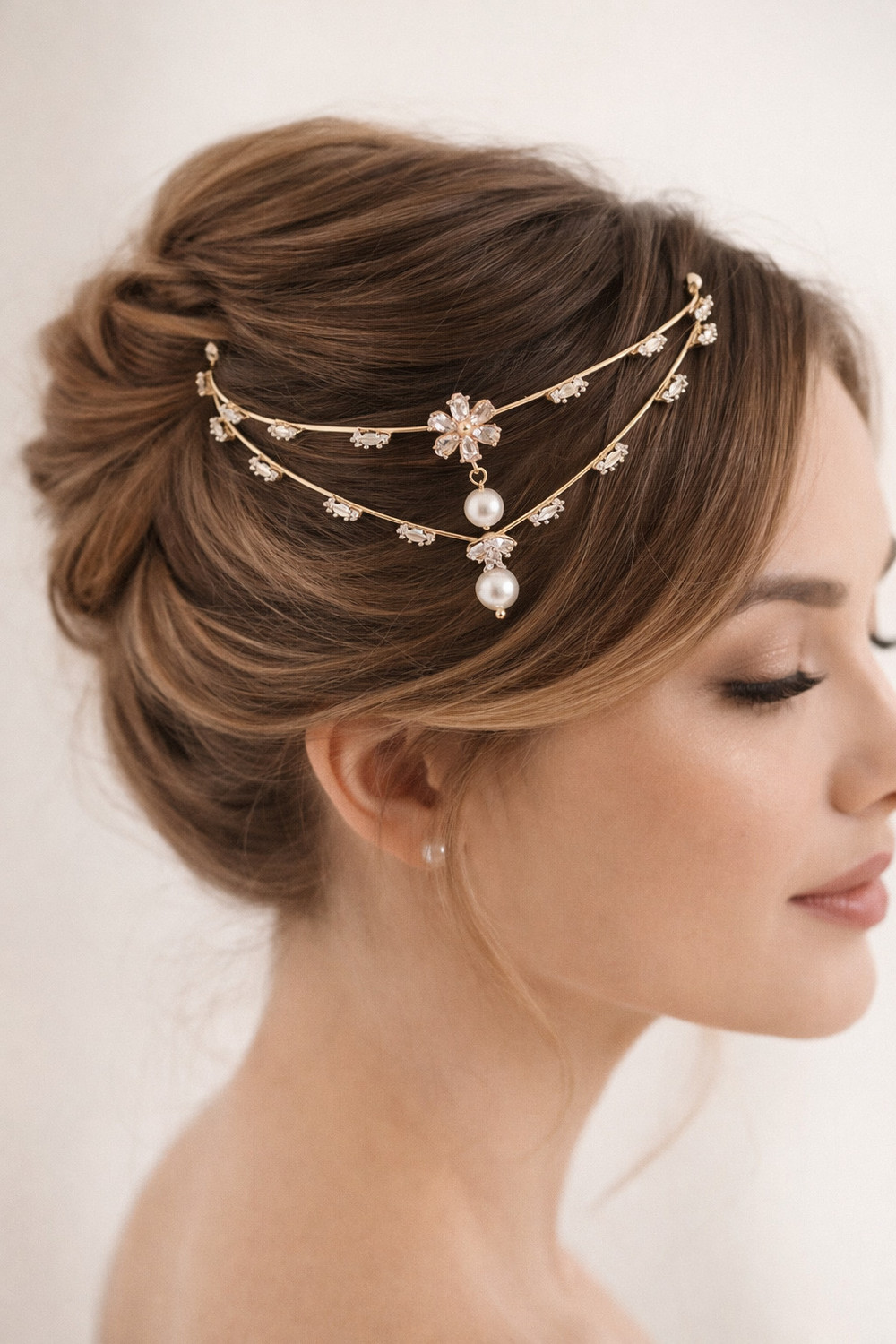 Image of MAYUJA Gold Pearl Flower Hair Band | Elegant Bridal & Party Hair Accessory Hair Band