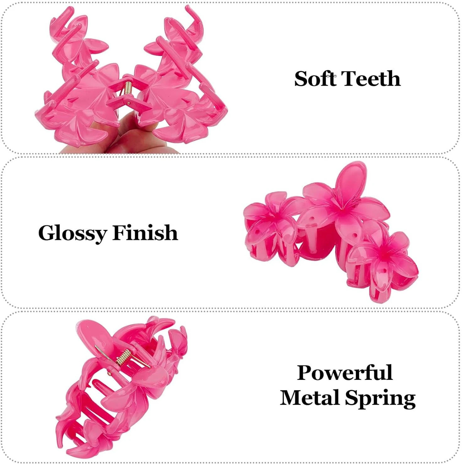 Image of Blubby Flower Plastic Hair Clutcher Claw Clip Hair Clutch for Women Pack of 4 Hair Claw
