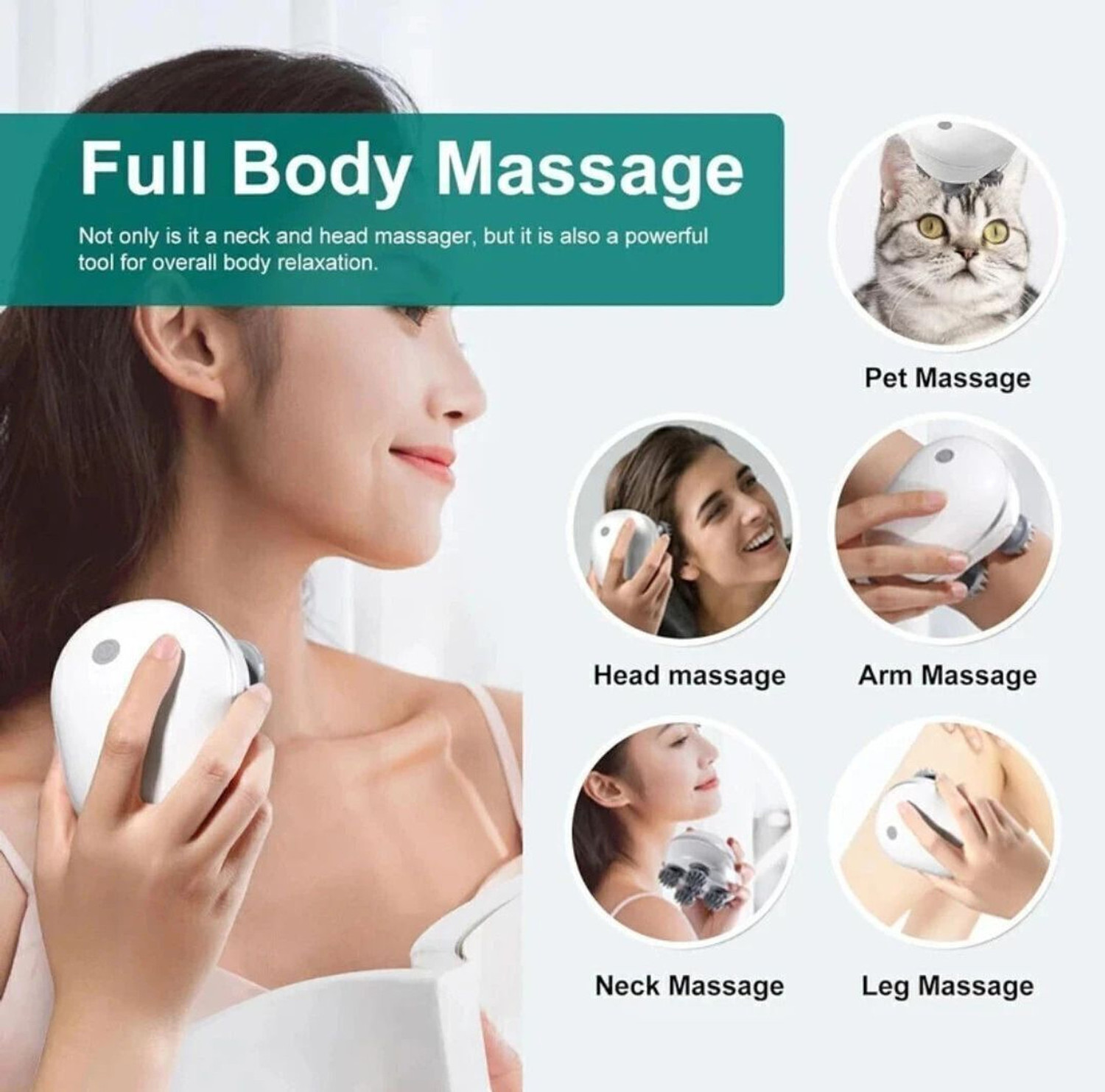 Image of FINARO Rechargeable Head MASSAGER DEEP TISSUE MASSAGER,Scalp MASSAGER &Head pain relief Hair Accessory Set