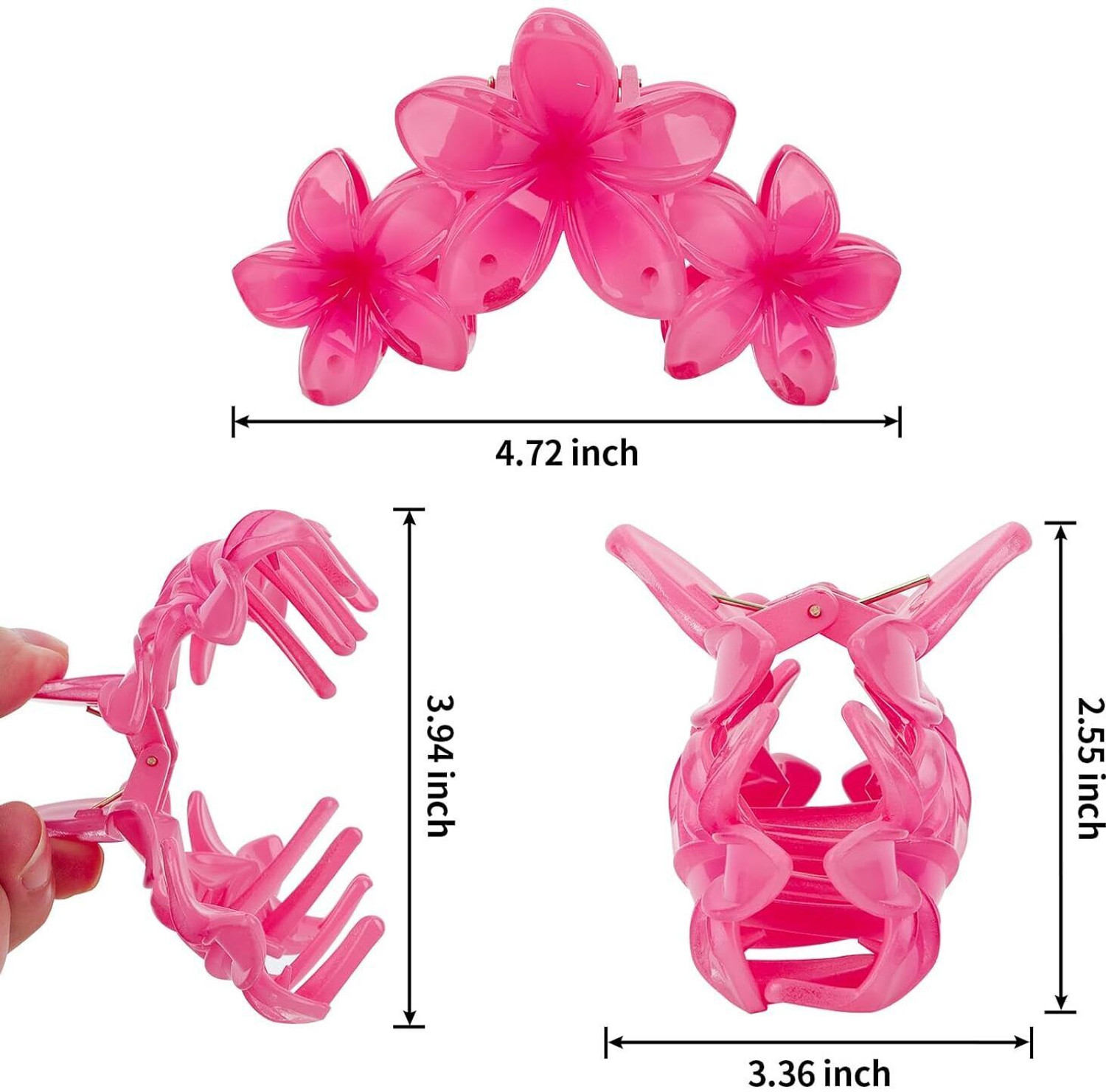 Image of Blubby Flower Plastic Hair Clutcher Claw Clip Hair Clutch for Women Pack of 4 Hair Claw
