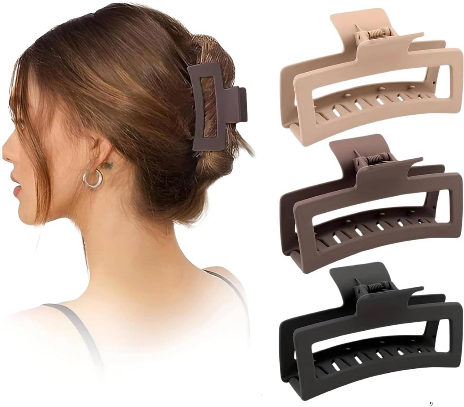 AmazingKarts 3Pcs Korean Style Plastic Matte Hair Claw Clutcher For Women & Girls Hair Claw