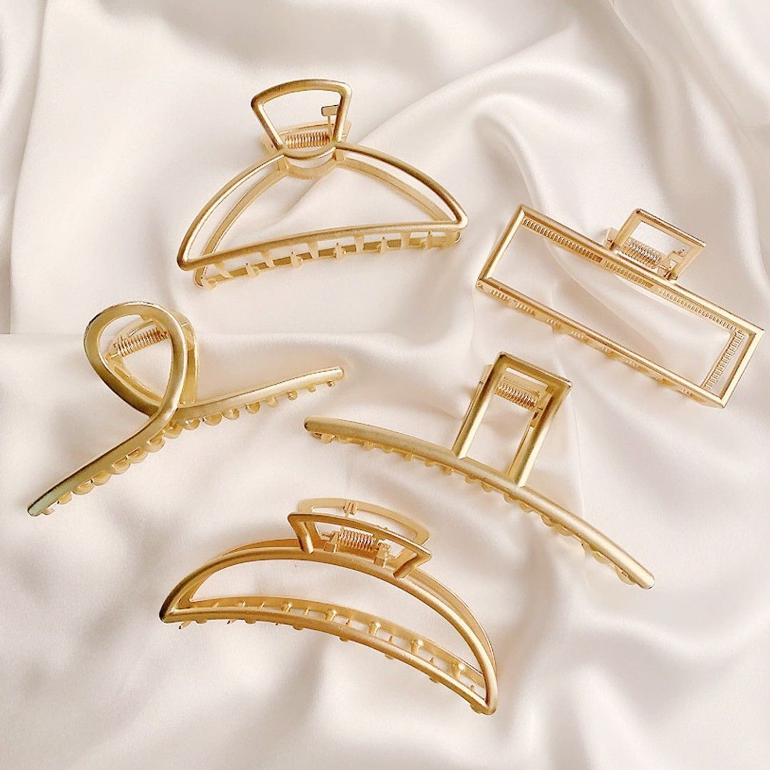 Image of beautyitem Geometric Hair Clips Metal Hair Claw Cross Hairclip Headband OF Women set of 5 Hair Clip