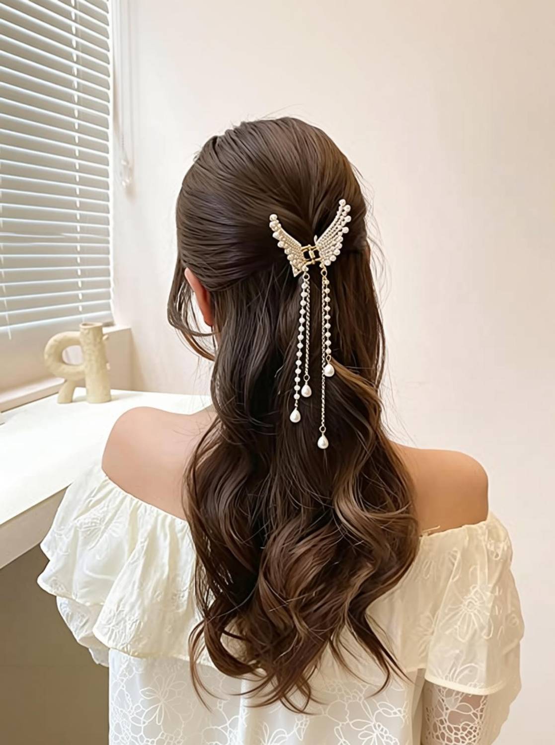BAOER Hair Clips for Women Stylish Pearl Butterfly Tassel Hair Clip for Girls Hair Clip