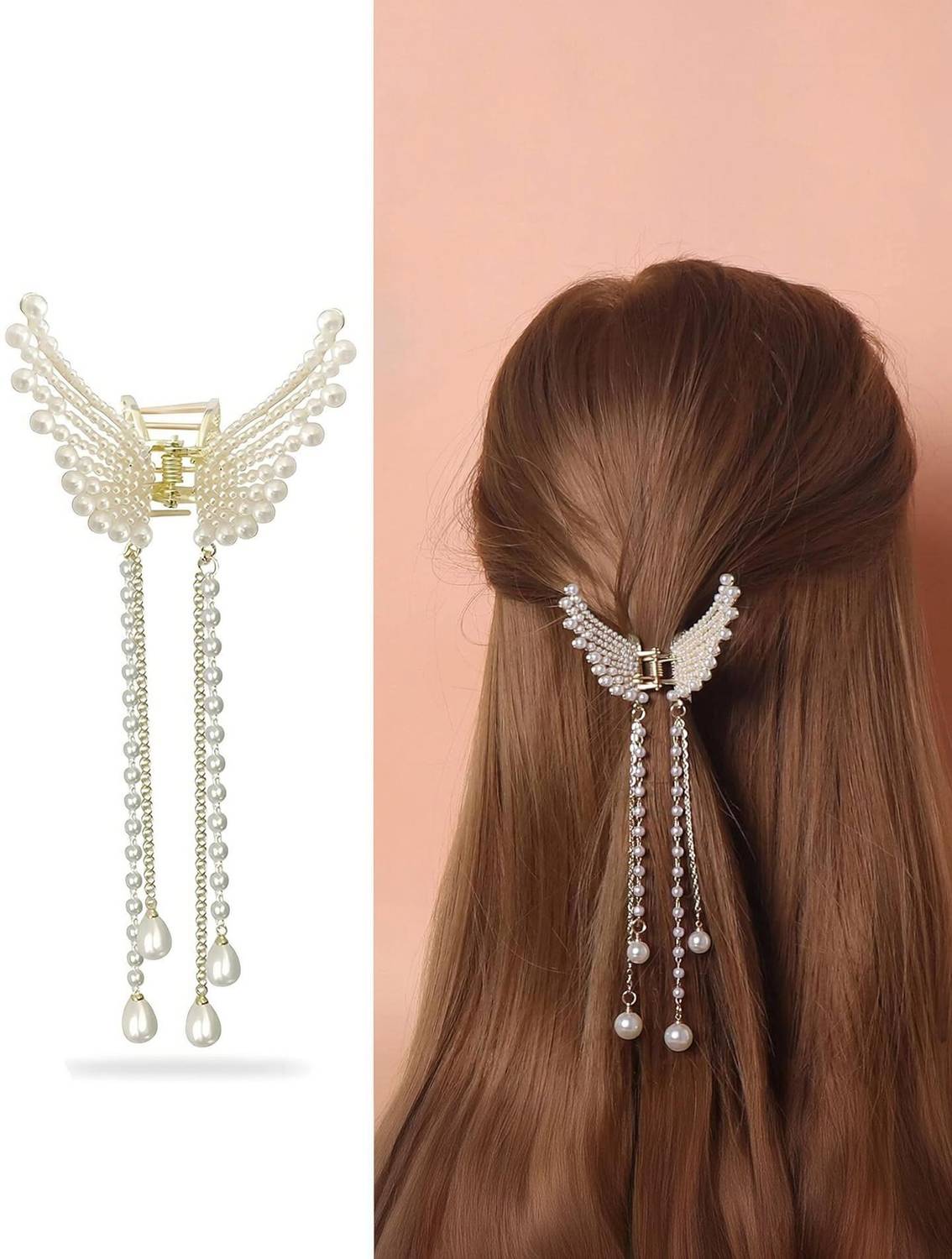 AmazingKarts Latest Stylish Pearl Butterfly Hair Clutcher For Women And Girls Hair Claw
