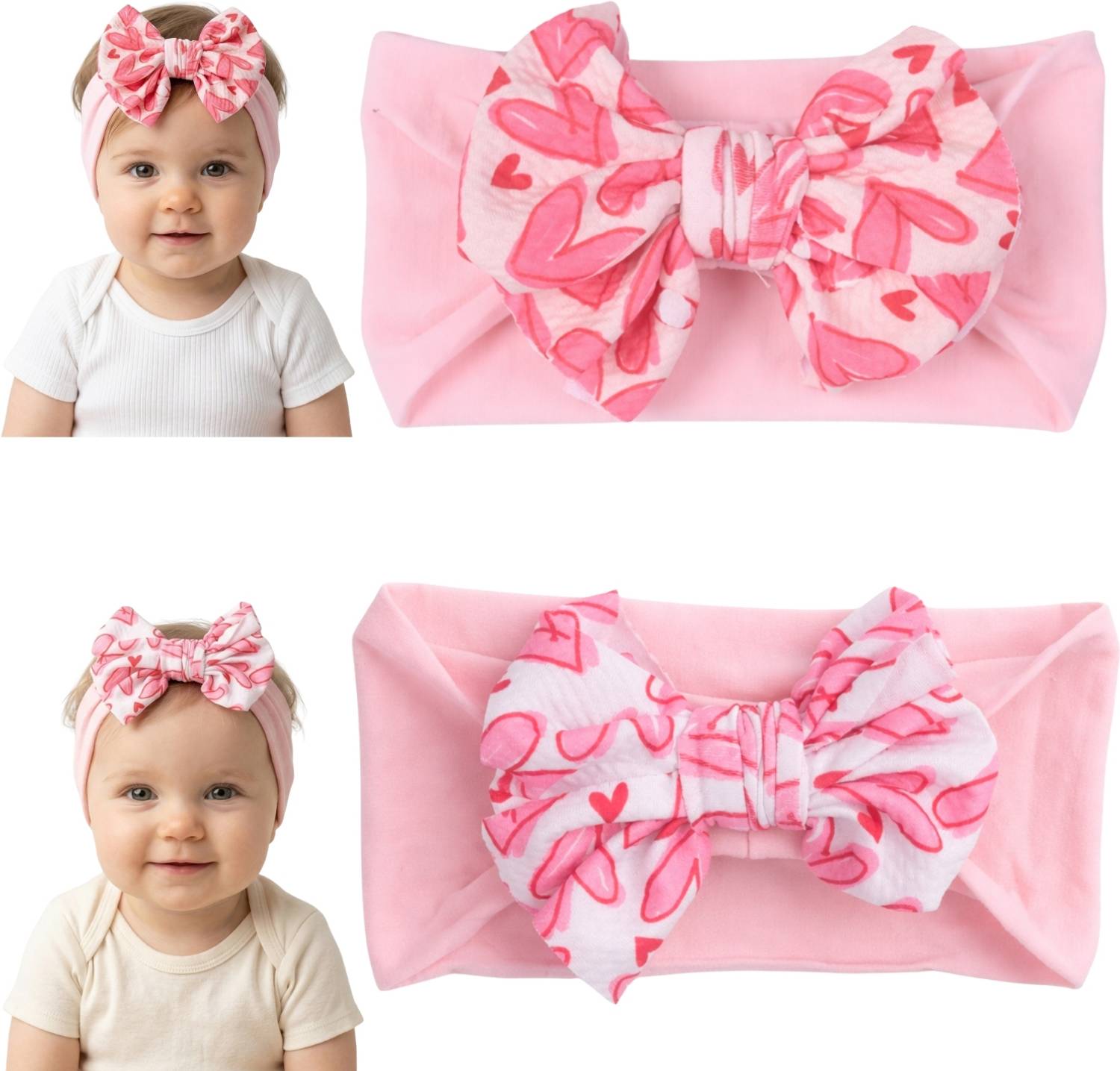 Anna Stella Newborn Baby Bow Headbands – Soft Fabric, Perfect Everyday Wear Head Band