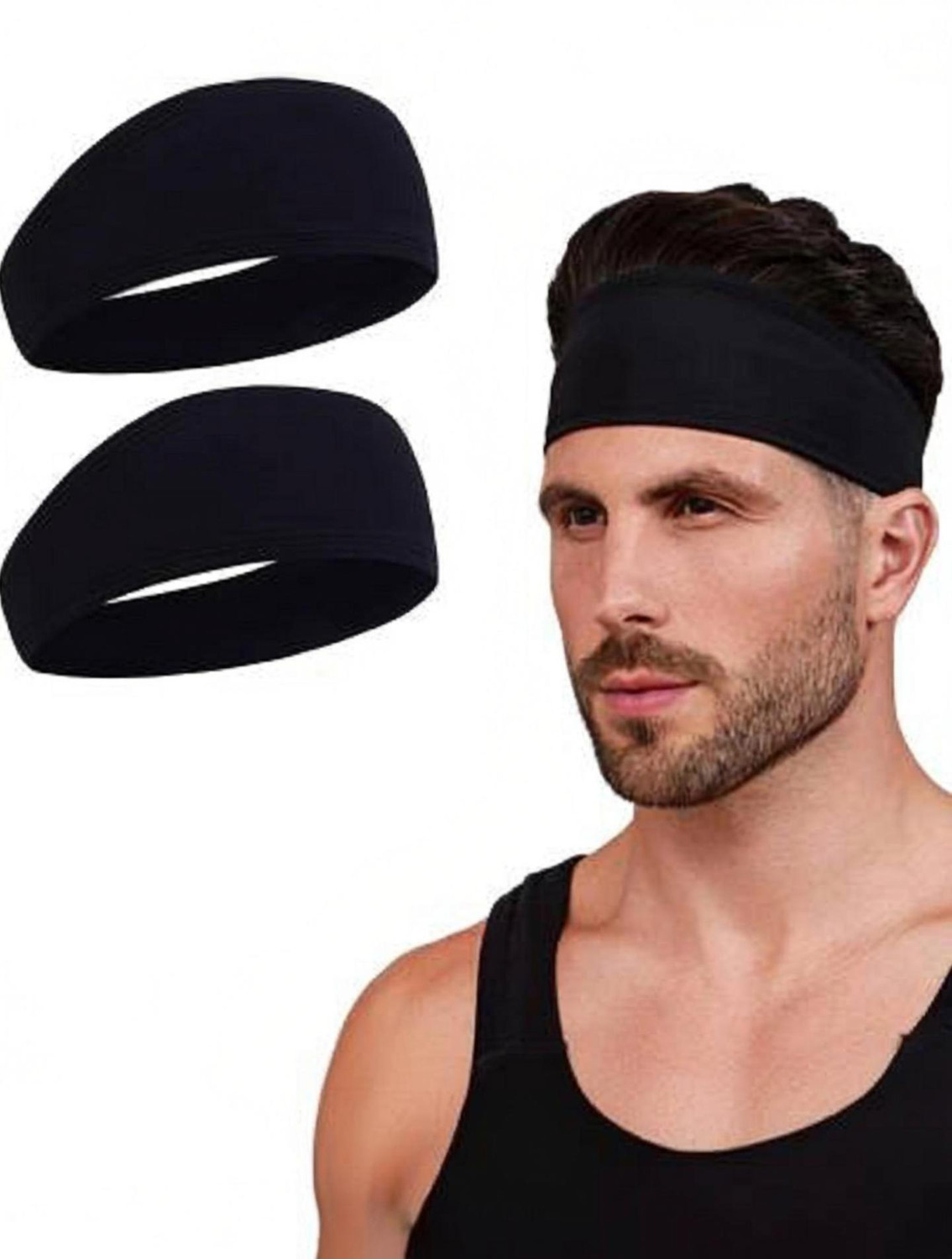 Image of CozyFox Unisex Headbands for Men Women, Sweat Wicking Headbands for Sports PACK OF- 2 Head Band