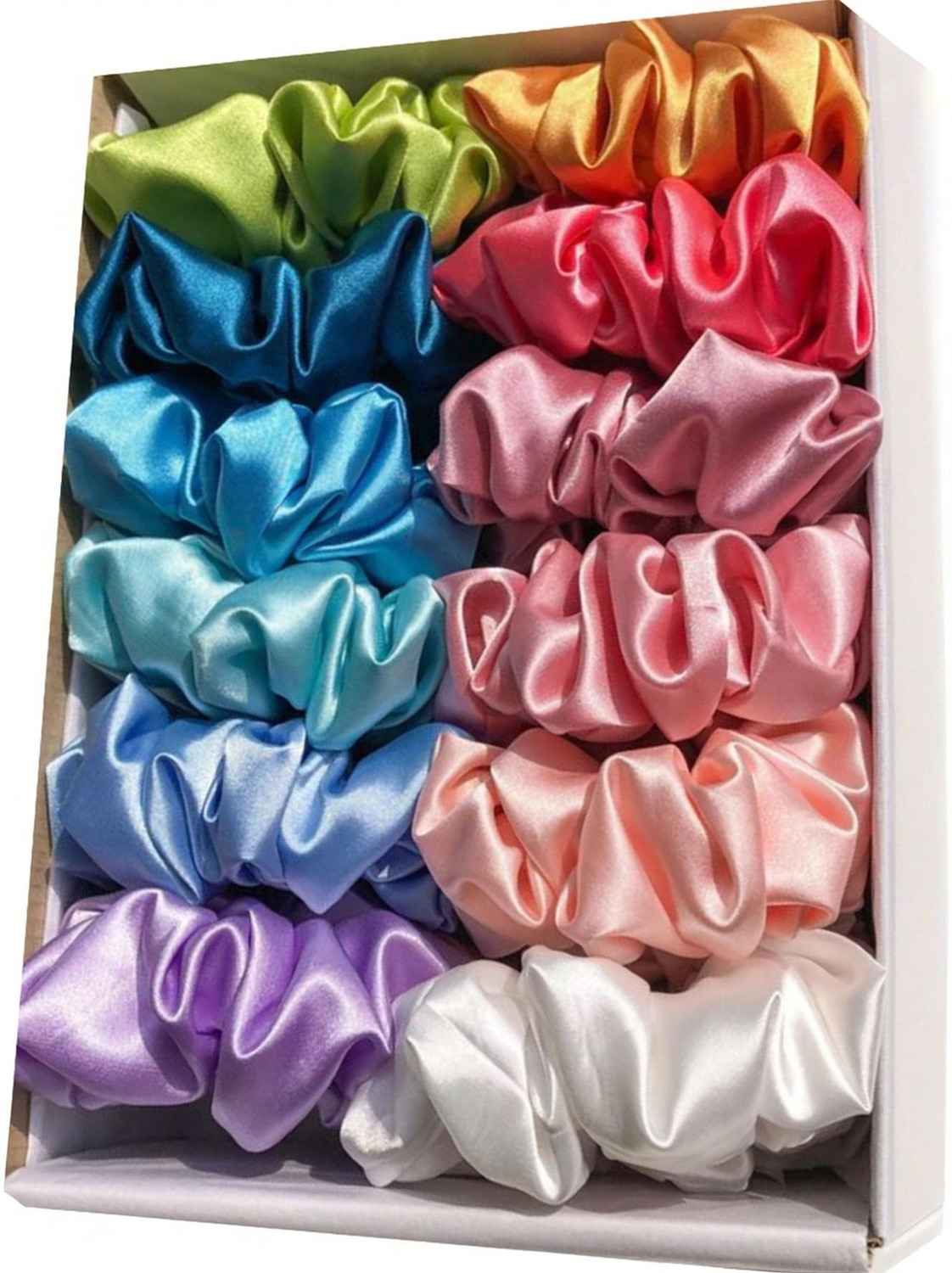 hummanbird Pastel Satin Scrunchies | Soft Hair Ties Rubber Bands For women/girls Set of 12 Rubber Band