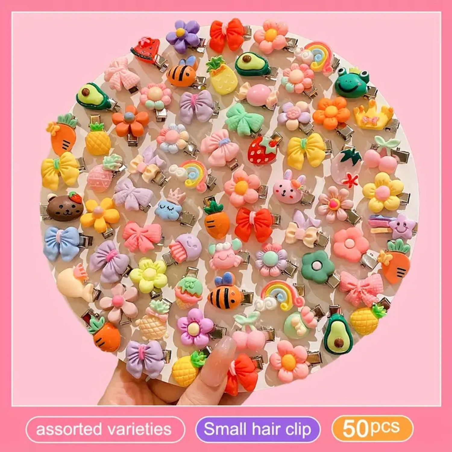 Image of Blubby 50pcs Cute Candy Colour Hair Clips, Side Clips for Kids Girls Women Hair Pin