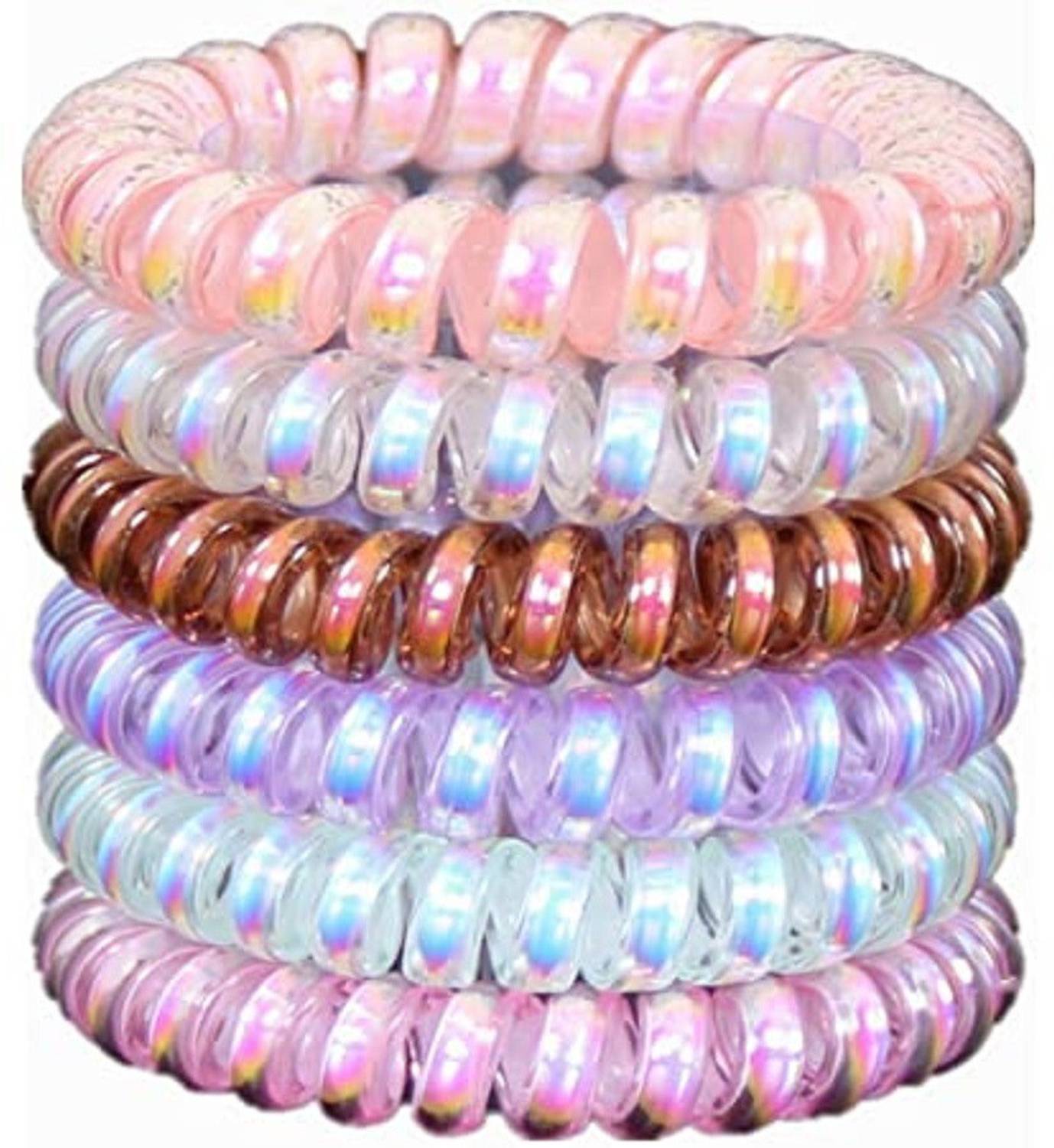 Blubby 6 Pcs Elastic Rubber Telephone Wire Spiral Hair Ties Band for Girls and Women Rubber Band