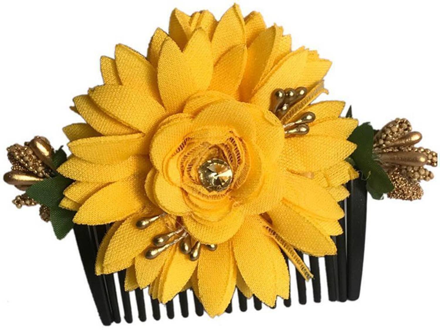 AROOMAN ™ Bridal Fancy Hair Accessories Floral Clip Side Comb Juda Pin for Women and Girls Pack-01,Color-Yellow Hair Accessory Set