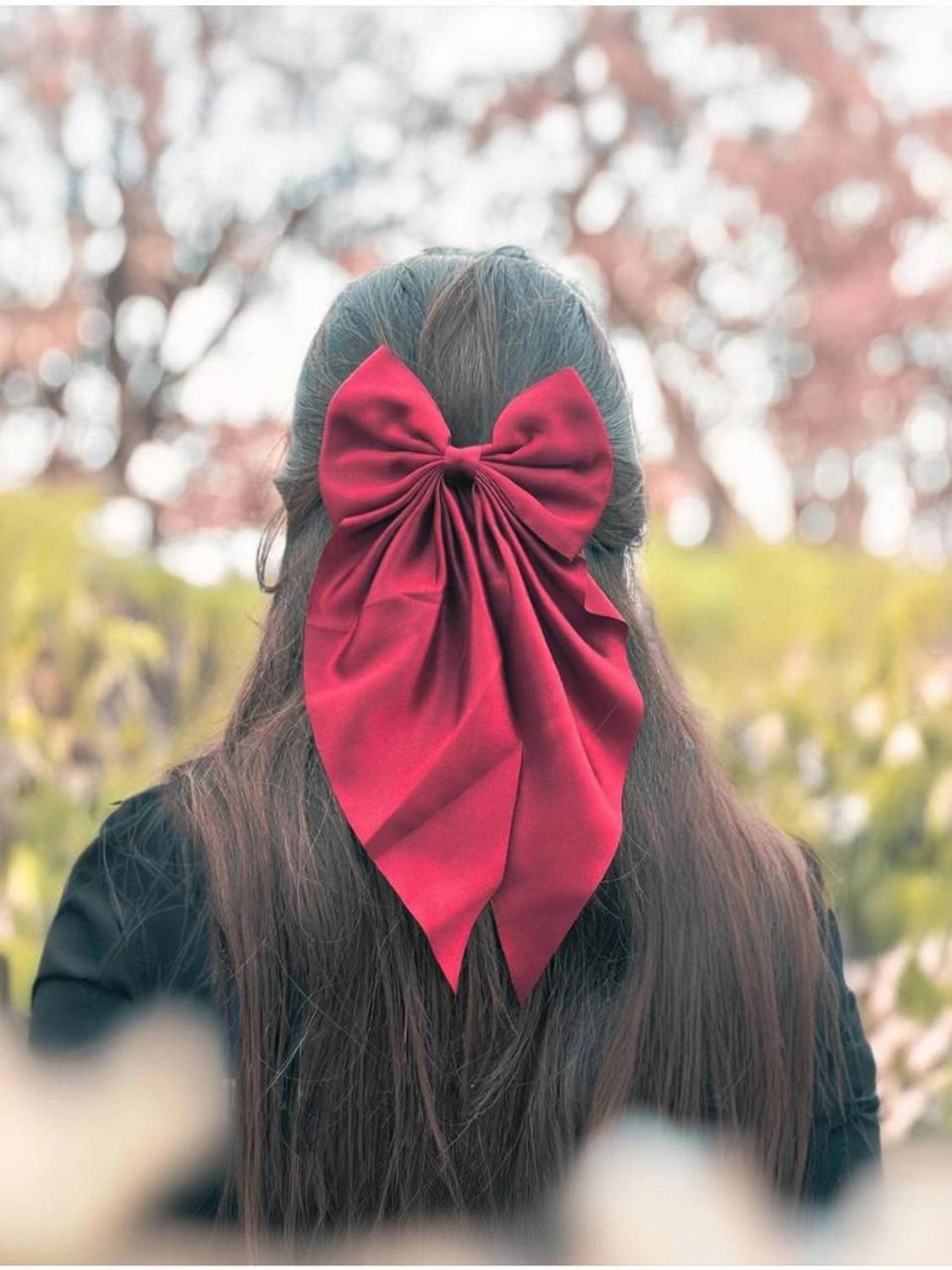 ChicTresses Maroon Hair Bows For Women, Bow Clips For Women, Satin Hair Bow Clips Hair Clip