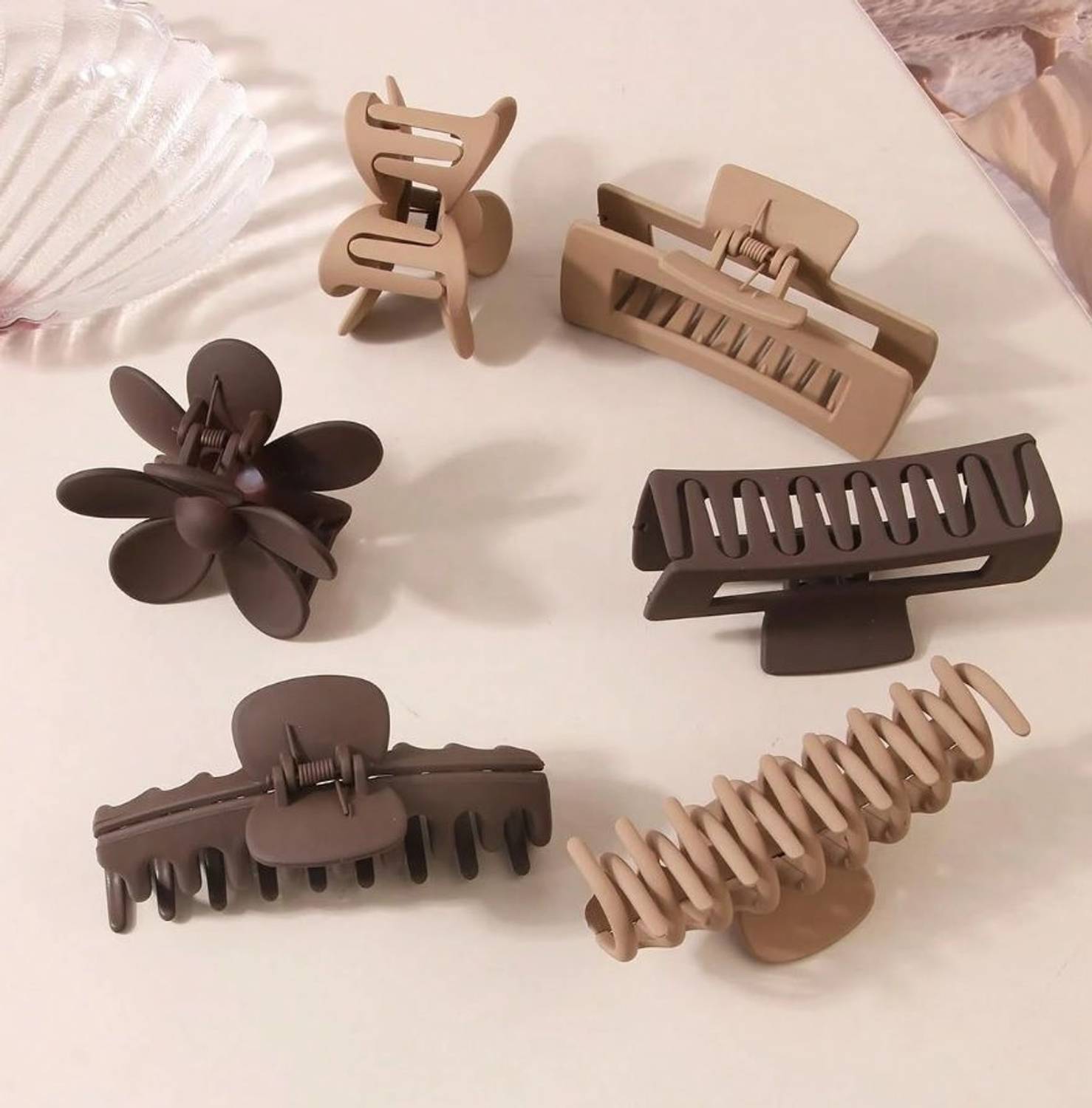 SZN Premium Matte Hair Claw Clip (Pack of 6) - Image 1