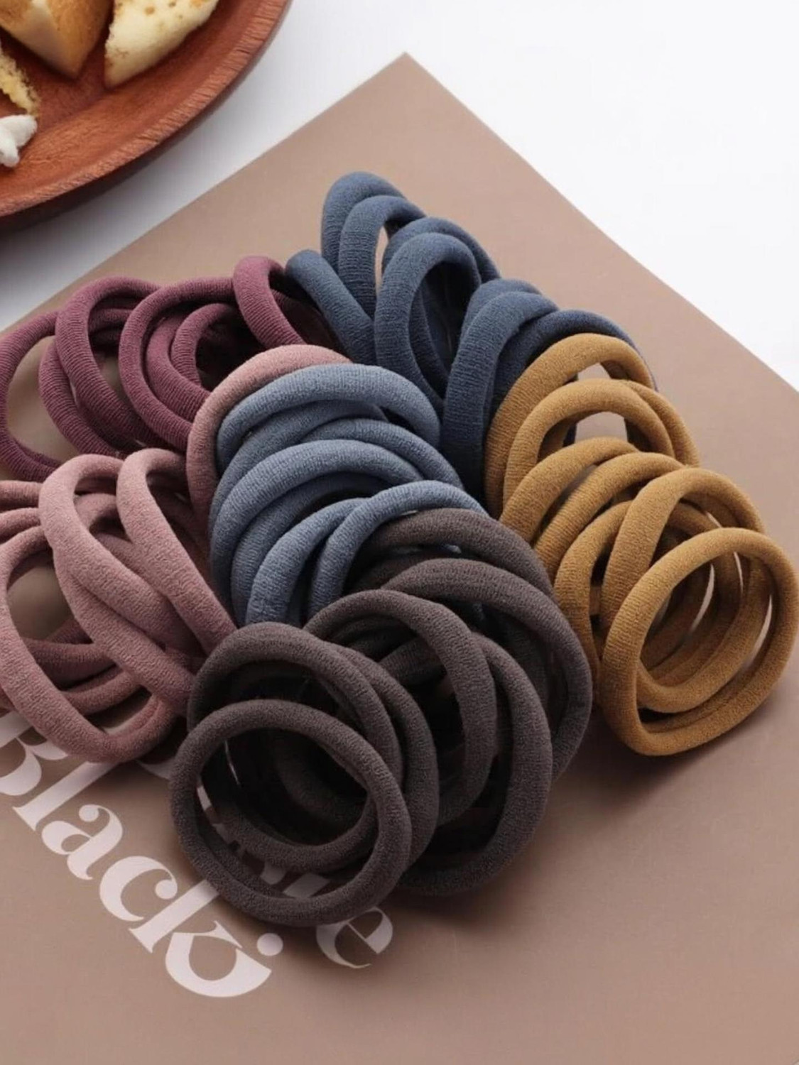 Image of house of common 30 PC Ponytail Stretchable Dark Colors Hair Bands For Women Rubber Band