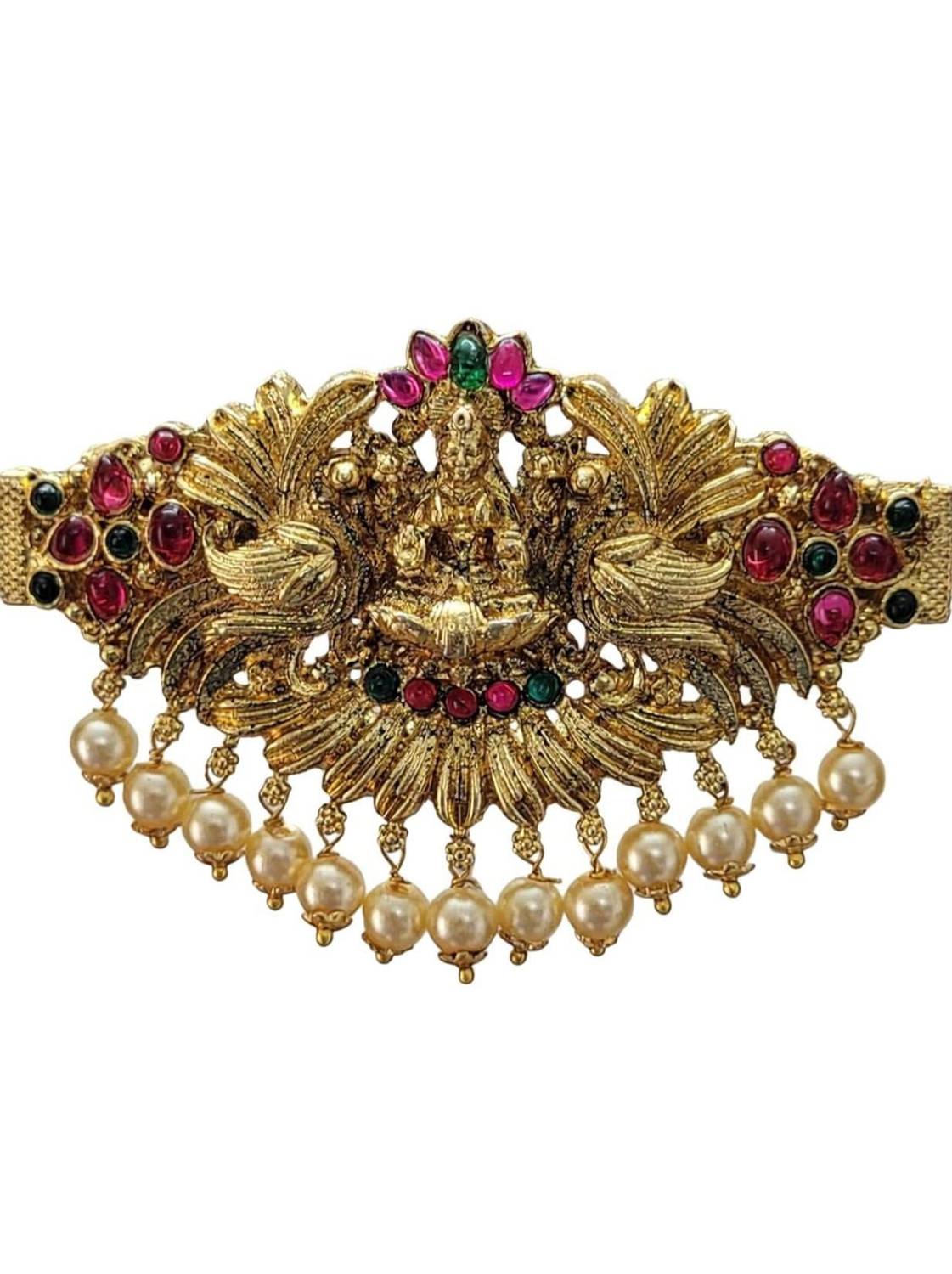 Arnavira Gold Antique Finish Traditional Temple Design Hair Clip Barrette Hair Clip