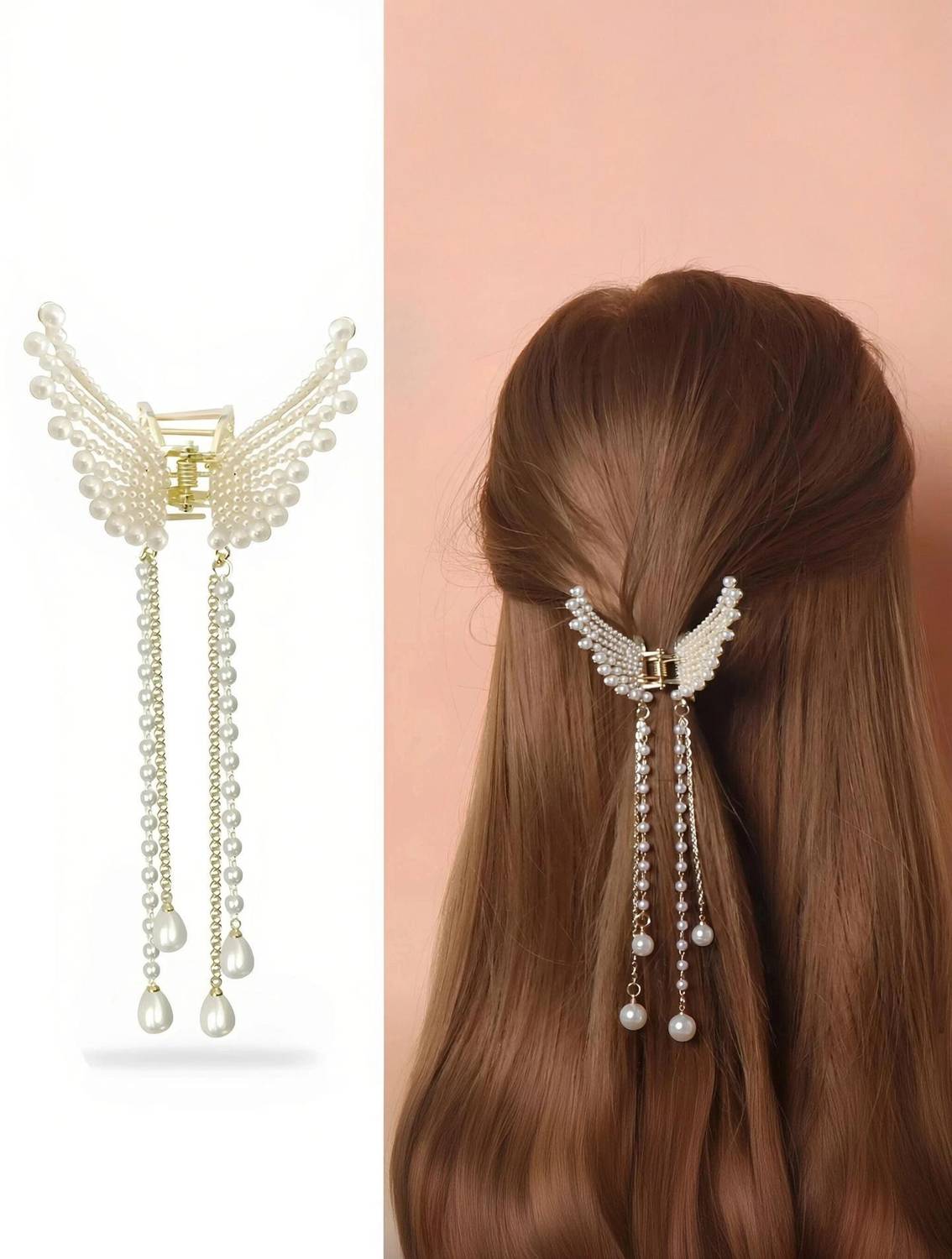 AmazingKarts Latest Stylish Pearl Butterfly Hair Clutcher For Women And Girls (Pack of 1) Hair Claw