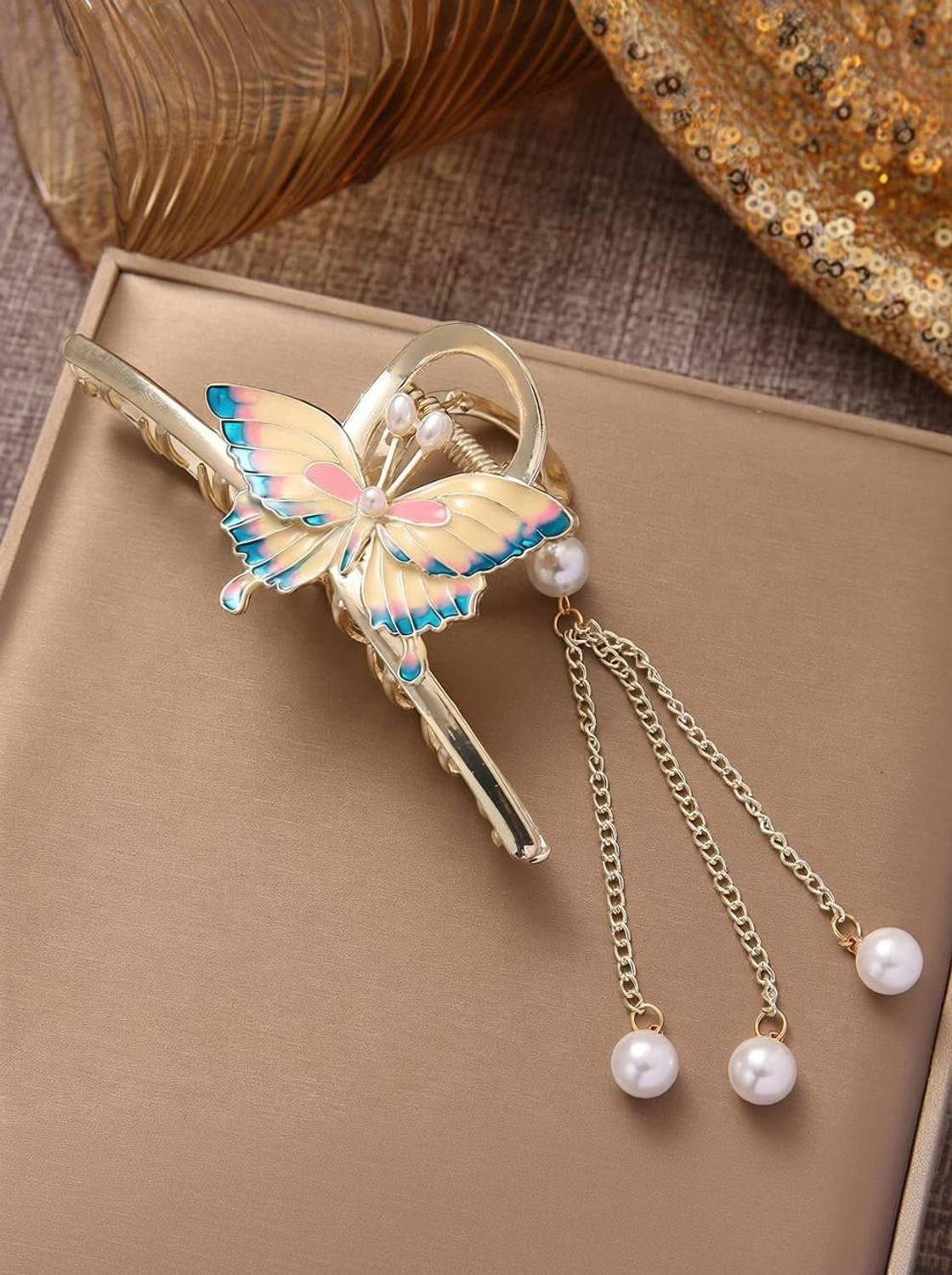 AshandRoh Butterfly Hair Claw Clips for Women Metal Butterfly Sparkly Hold Hair Jaw Clips Hair Claw