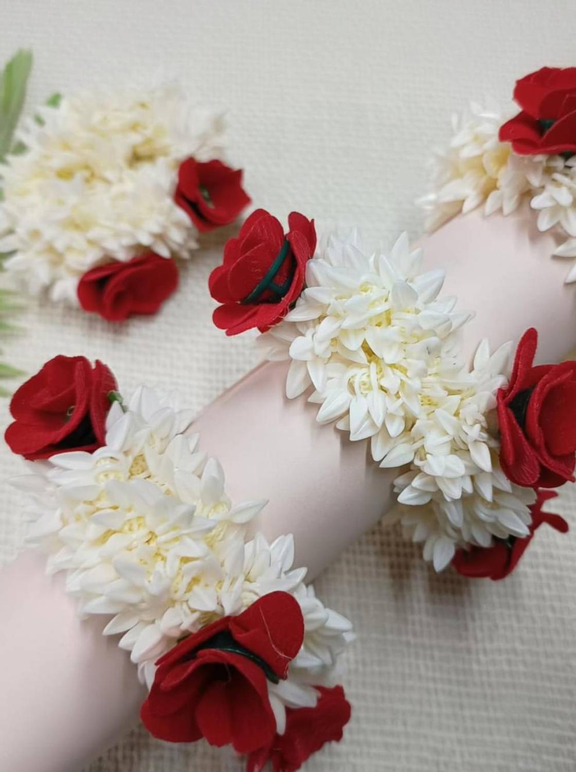 PufferCraft Puffer Craft Set of 2 Fragrant Gajra mogra & rose large size with elastic . Hair Accessory Set