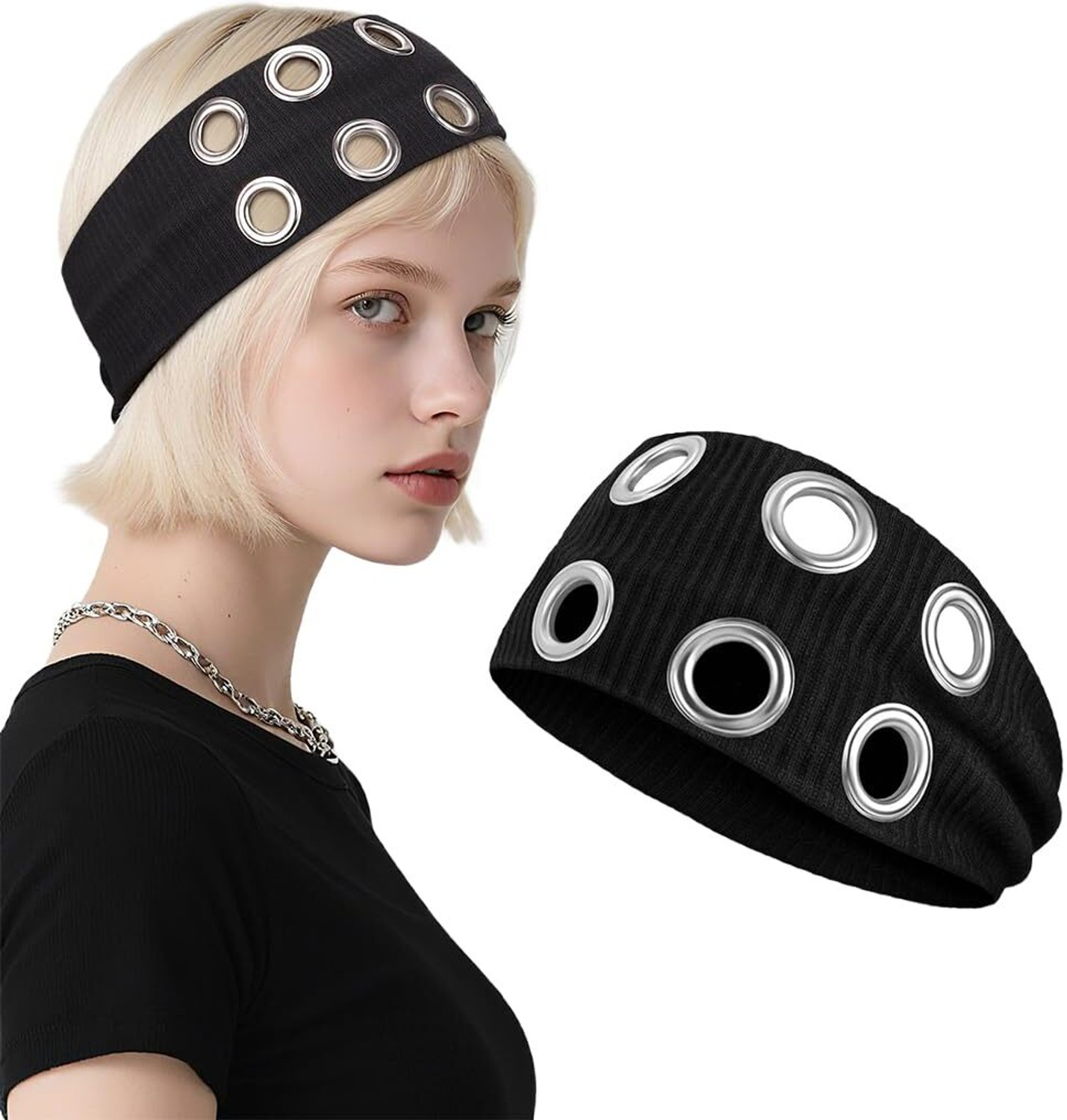Image of mohaati Black Wide Knitted Band Head Band