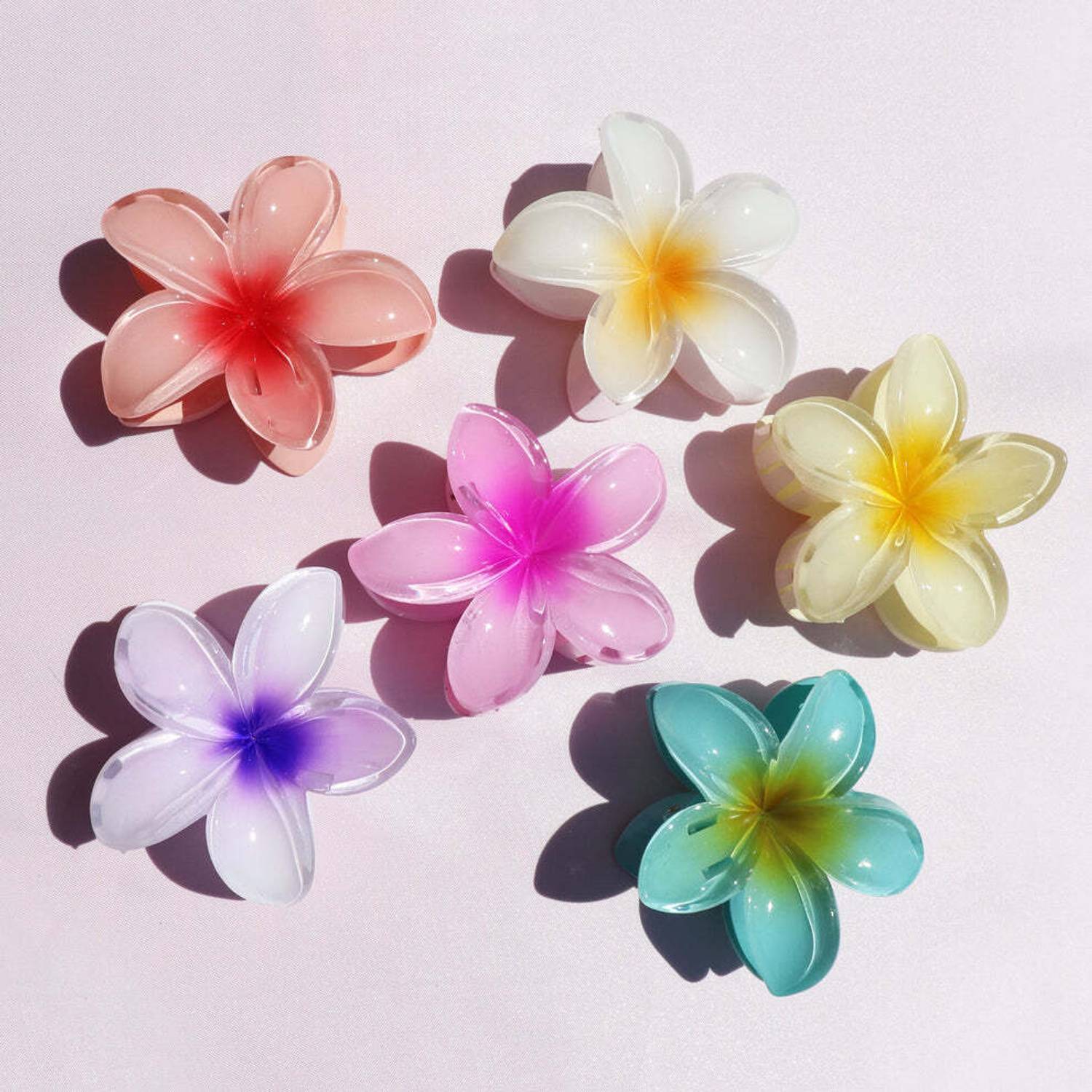 Amirah 6 Pcs 3.5cm Large Korean Multi colors Flower Hair Clip Clutcher for Girls Hair Claw