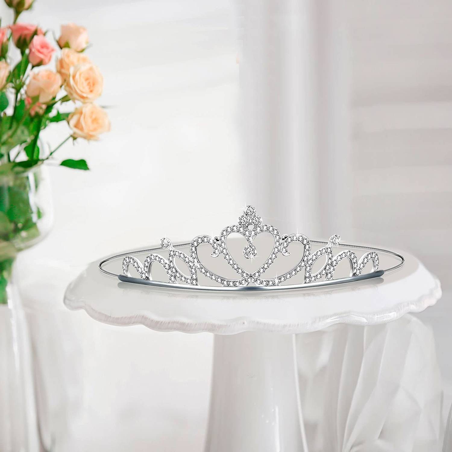beyter Beautiful Silver Tiara Pretty Princes Crown for Girls Head Accessories Head Band