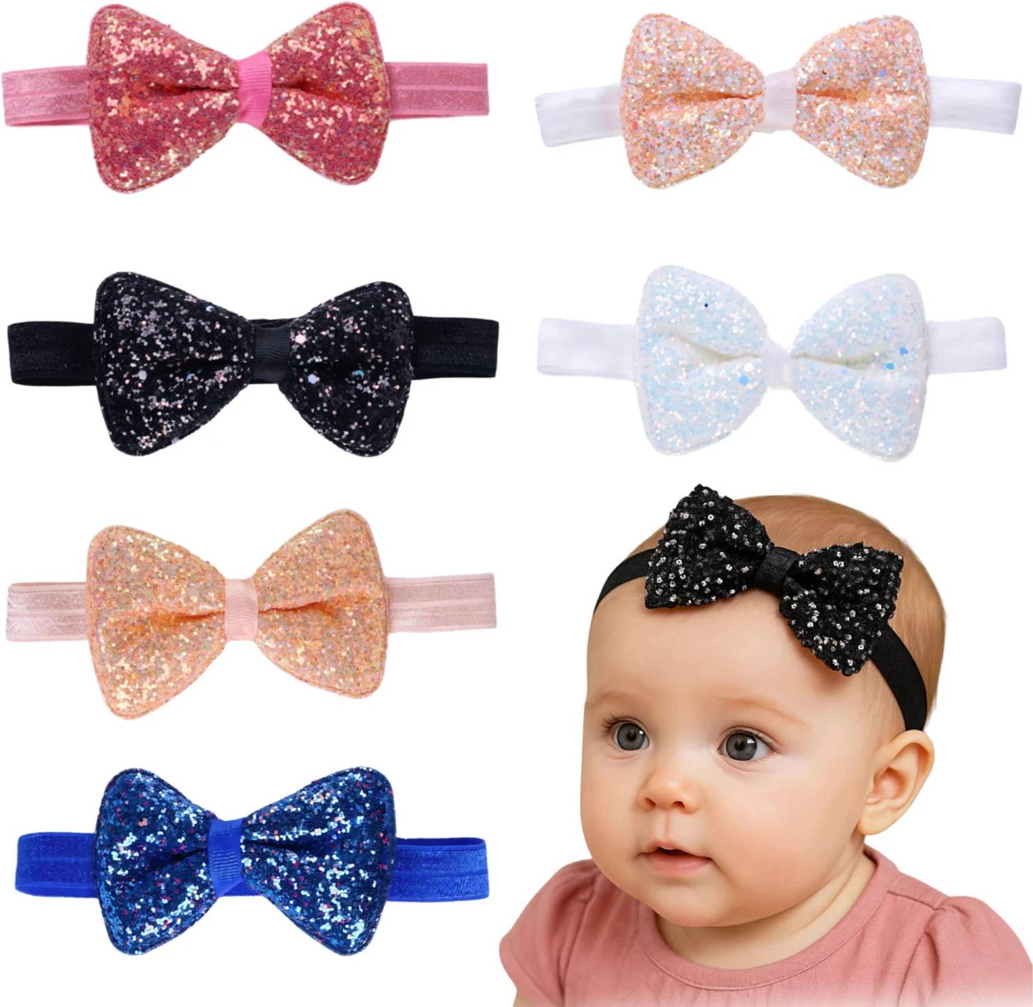 AmazingKarts 6PCS Fancy bow band Multicolor baby girls kids elastic hair accessories(STYEL-3) Hair Band