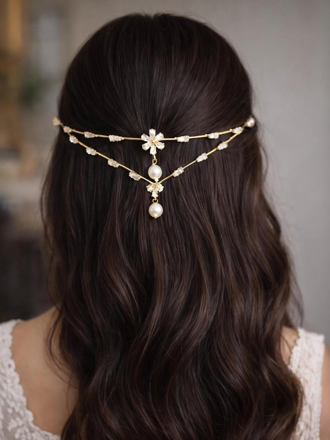 Image of MAYUJA Gold Pearl Flower Hair Band | Elegant Bridal & Party Hair Accessory Hair Band