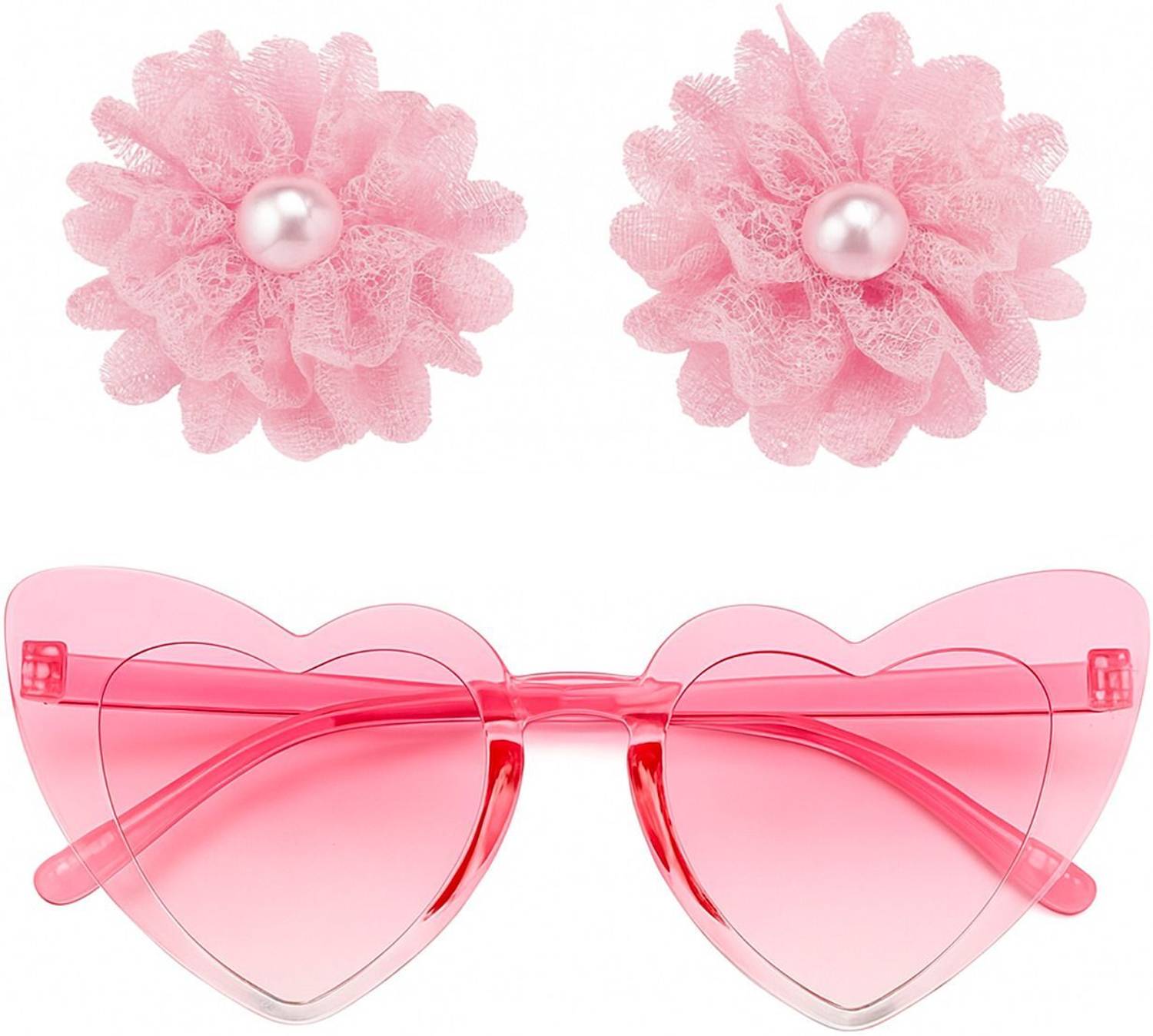 Anna Stella Cute Baby Birthday Gift Set 1Pc Sunglasses & 2Pcs Flower Clips for Girls,Babies Hair Clip