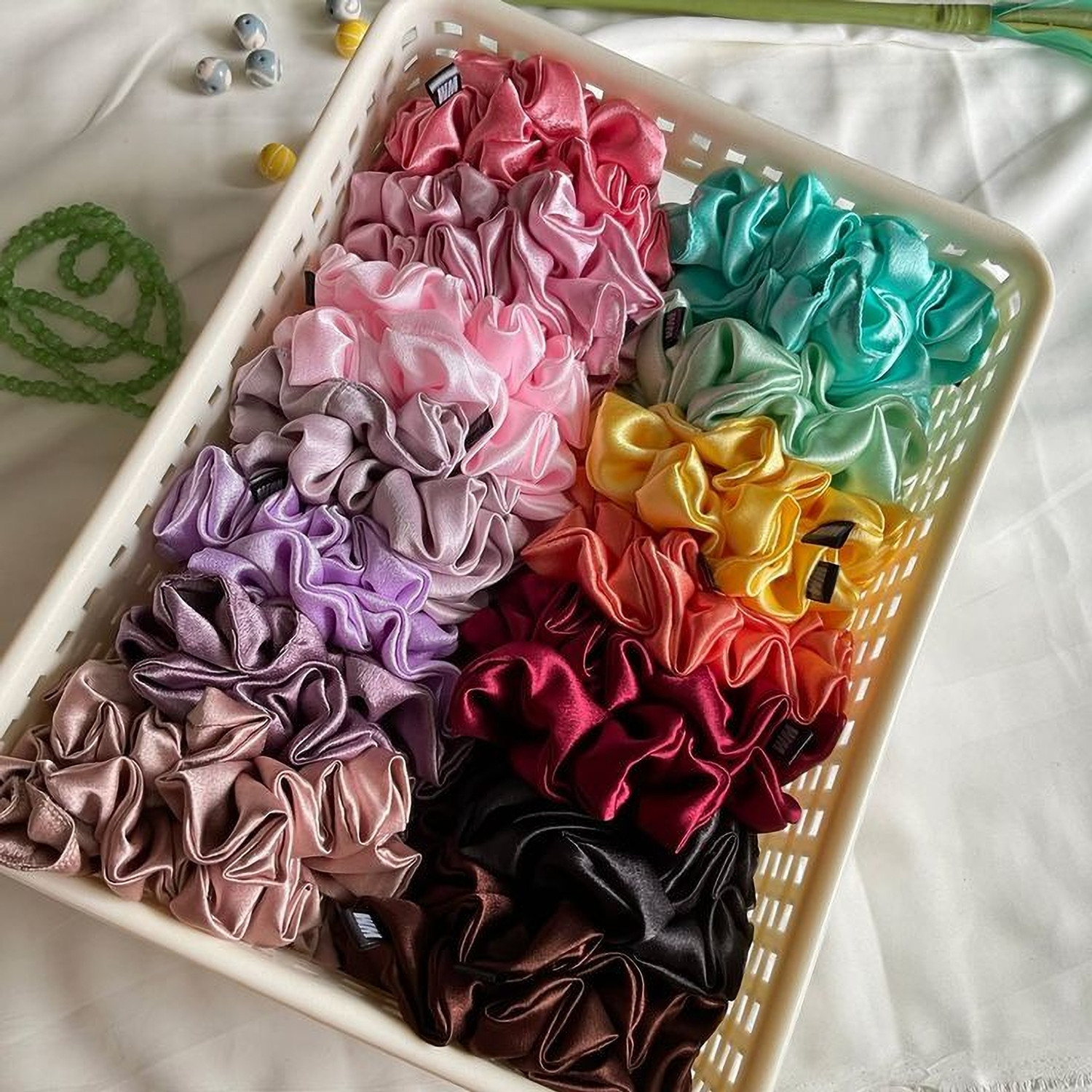 Image of IndusArt Luxury Satin Scrunchies Gift for Women and Girls Pack Of 12 Rubber Band (Multicolor)