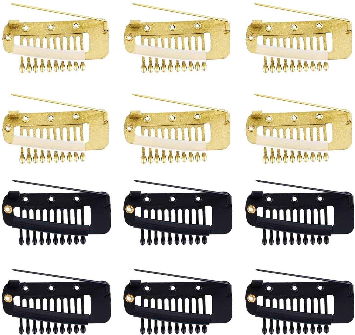 ADORNISH Wig Clips with Safety Pins, 10-Teeth Hair Extension Combs Hair Pin